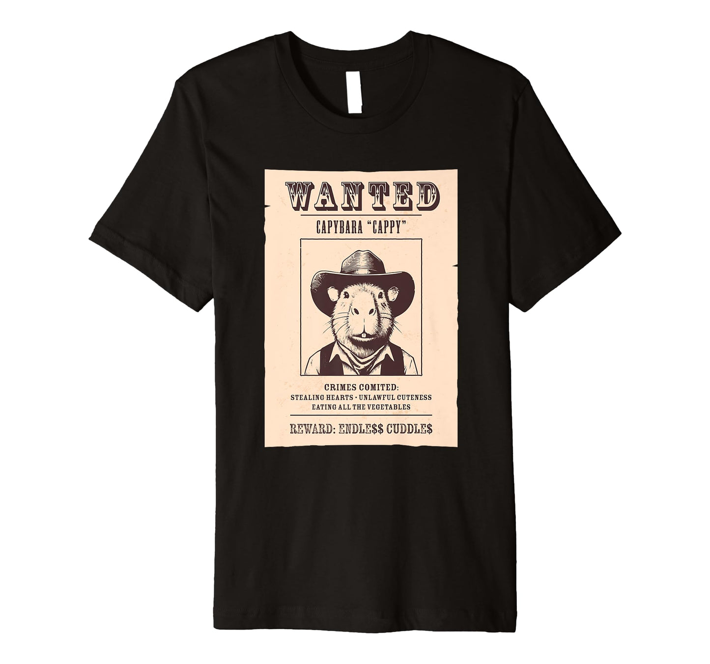 Capybara Cowboy Wanted T-Shirt - Trendy Graphic Unisex - T-Shirt, Sweatshirt, Hoodie
