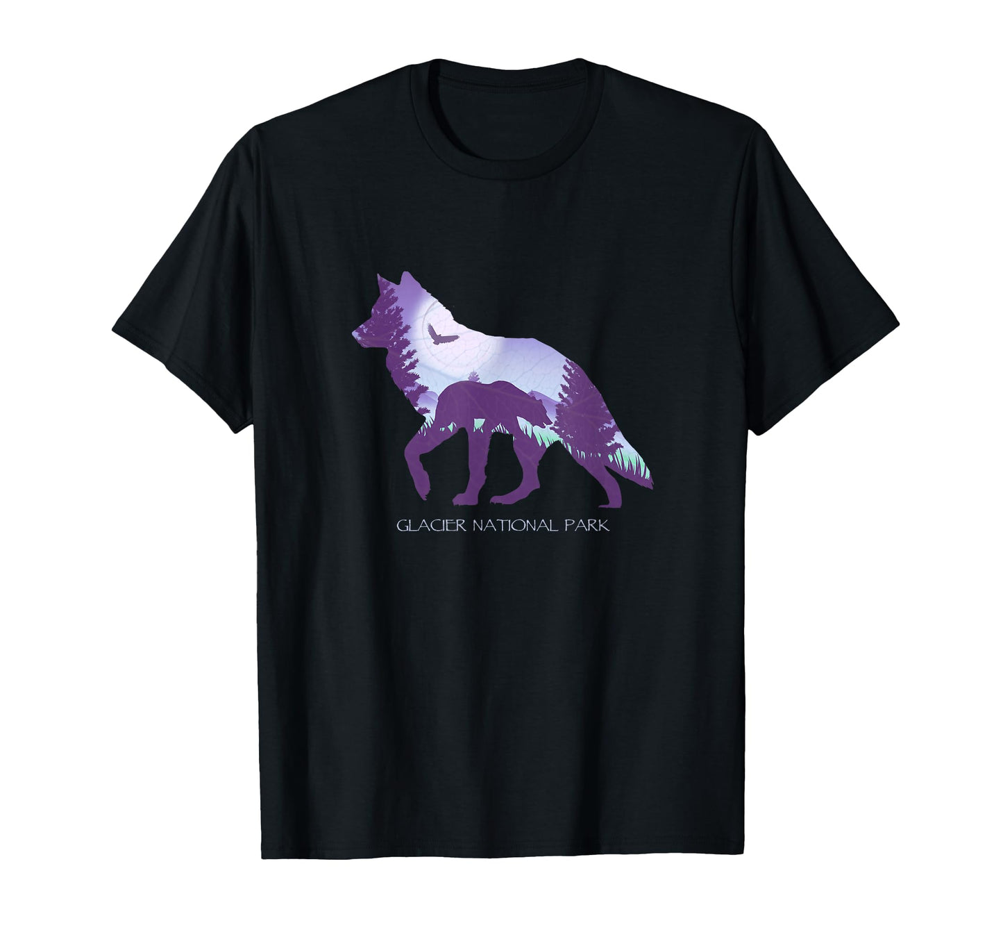 Glacier National Park Wolf Silhouette T-Shirt - Custom Art Print Unisex - T-Shirt, Sweatshirt, Hoodie