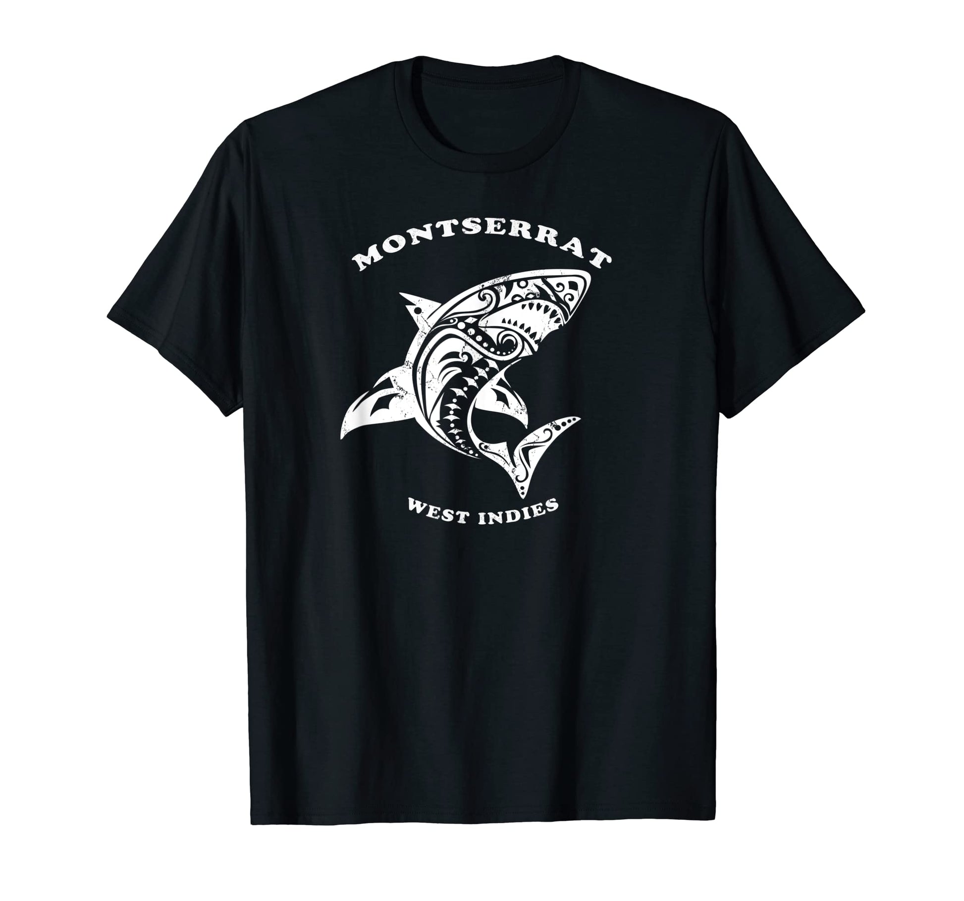 Montserrat West Indies Tribal Shark T-Shirt - Novelty Apparel Unisex - T-Shirt, Sweatshirt, Hoodie