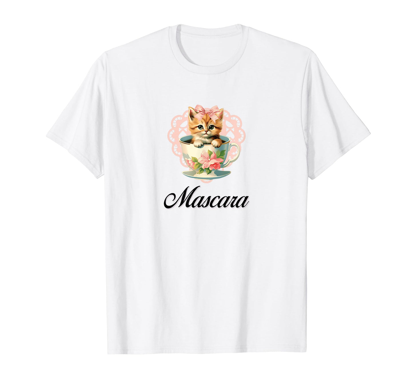 Mascara Cat Coquette Bow Girlcore Y2K T-Shirt - Unique Graphic for Adults - T-Shirt, Sweatshirt, Hoodie