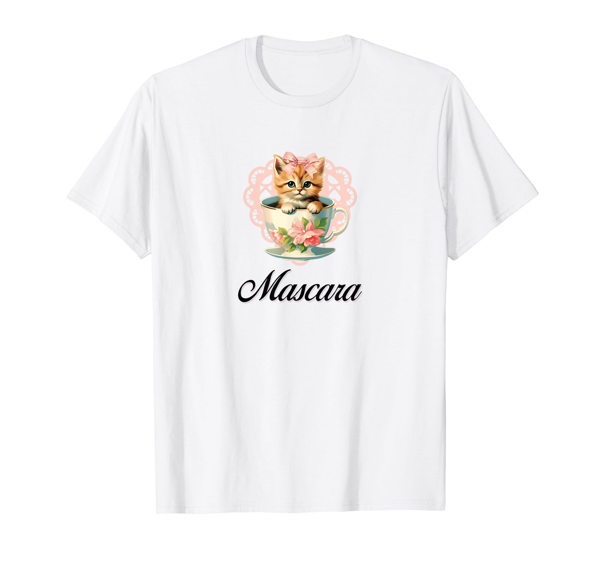 Mascara Cat Coquette Bow Girlcore Y2K T-Shirt - Unique Graphic for Adults - T-Shirt, Sweatshirt, Hoodie