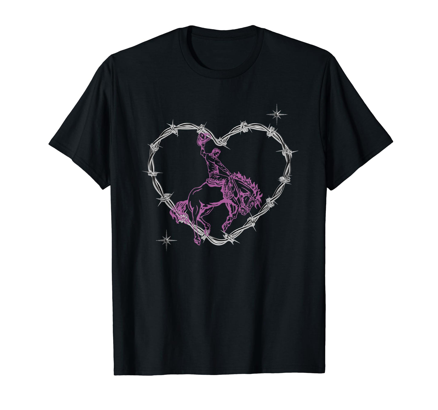 Western Bronc Horse Barbed Wire T-Shirt - Fun Novelty Design Unisex - T-Shirt, Sweatshirt, Hoodie