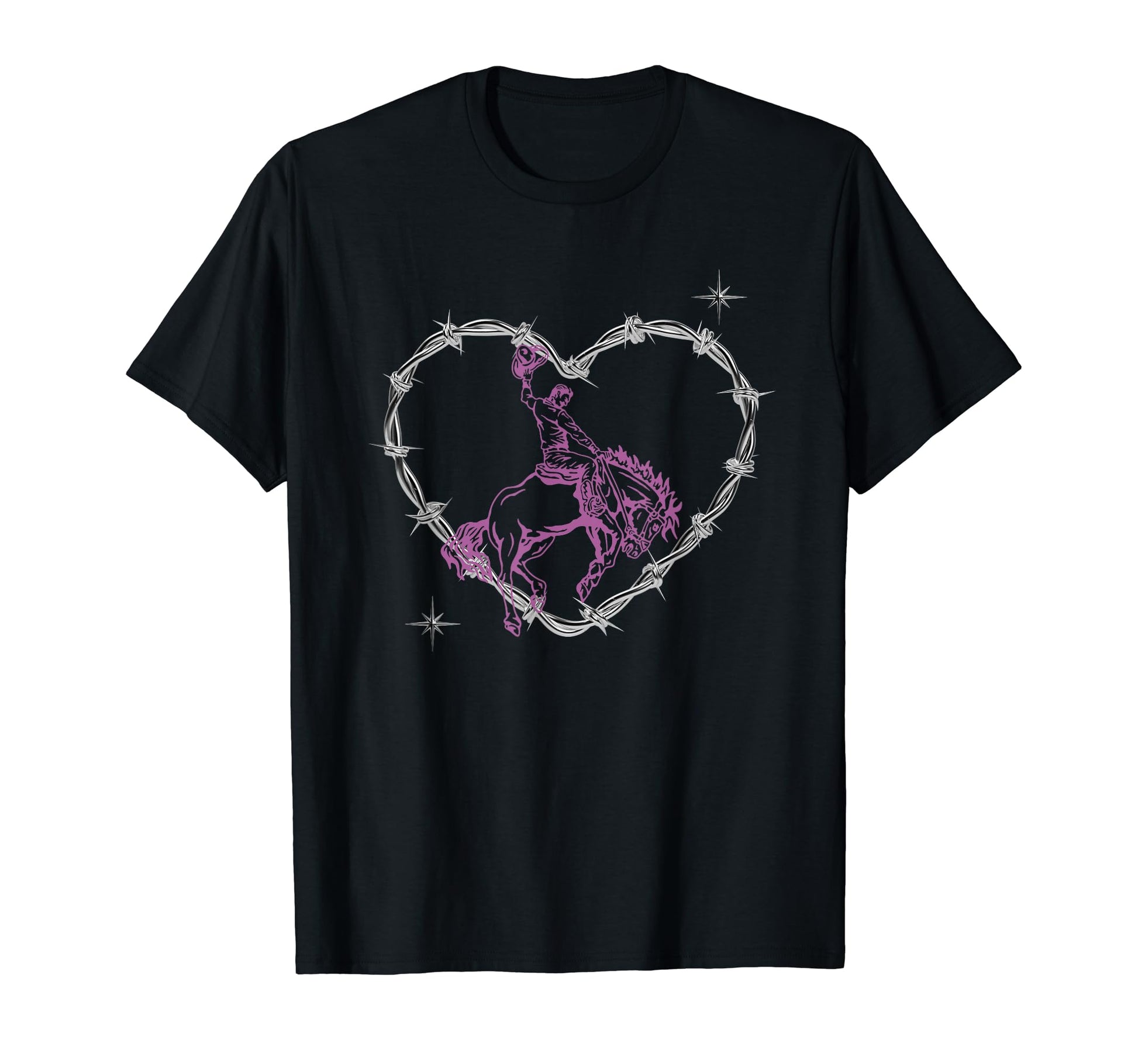 Western Bronc Horse Barbed Wire T-Shirt - Fun Novelty Design Unisex - T-Shirt, Sweatshirt, Hoodie