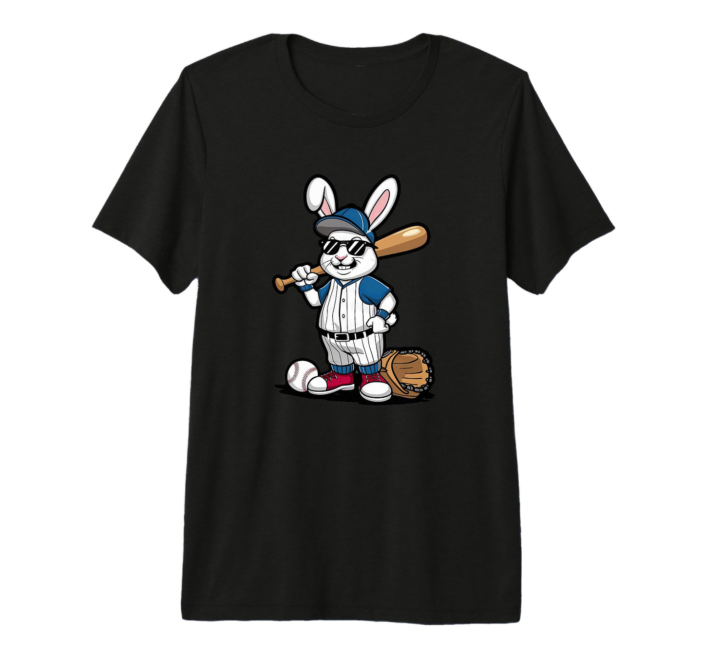 Baseball Rabbit Cartoon Sports Fan Art T-Shirt - Trendy Graphic for Adults - T-Shirt, Sweatshirt, Hoodie