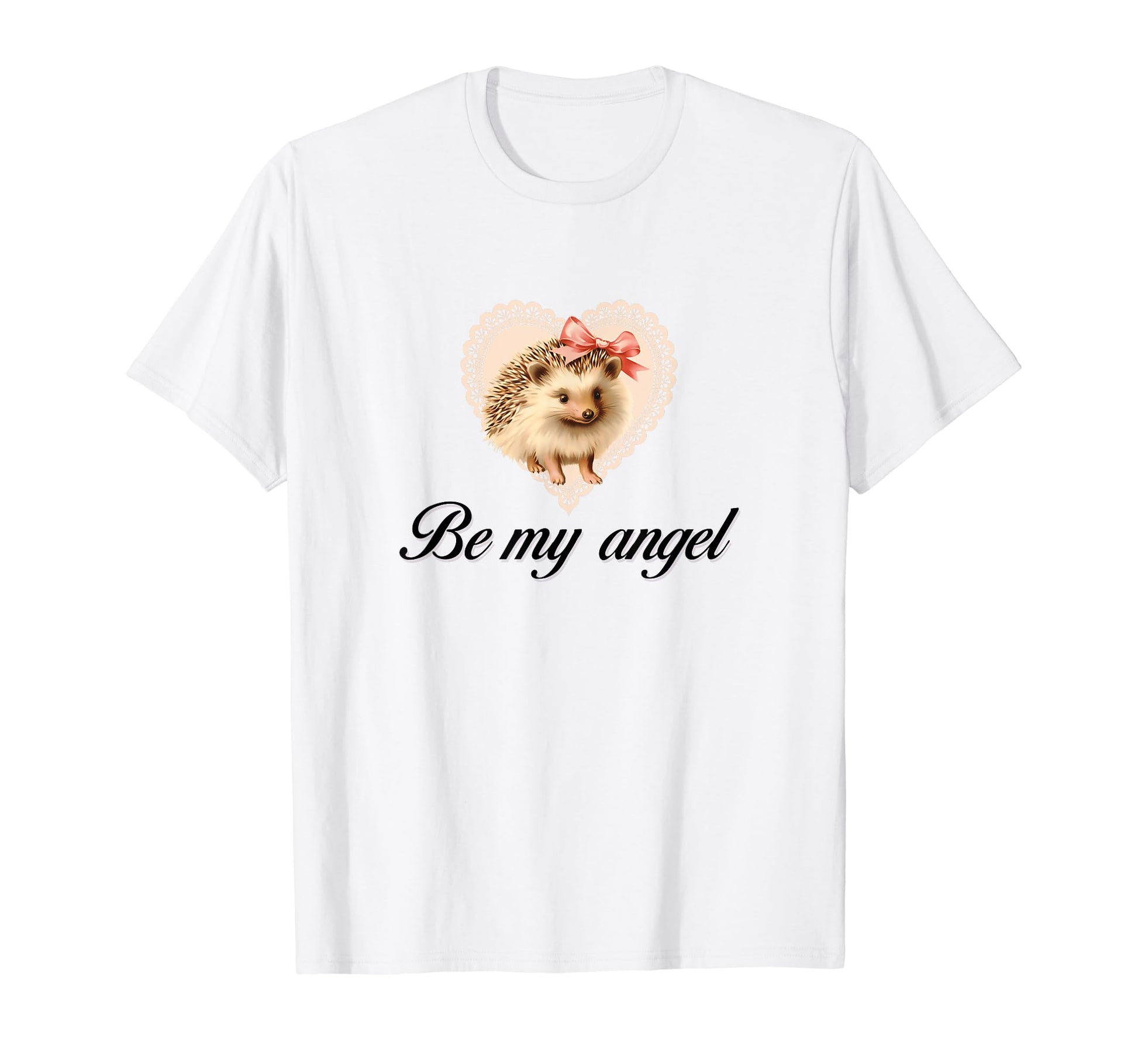 Be My Angel Hedgehog Coquette Bow T-Shirt - Unique Graphic for Adults - T-Shirt, Sweatshirt, Hoodie