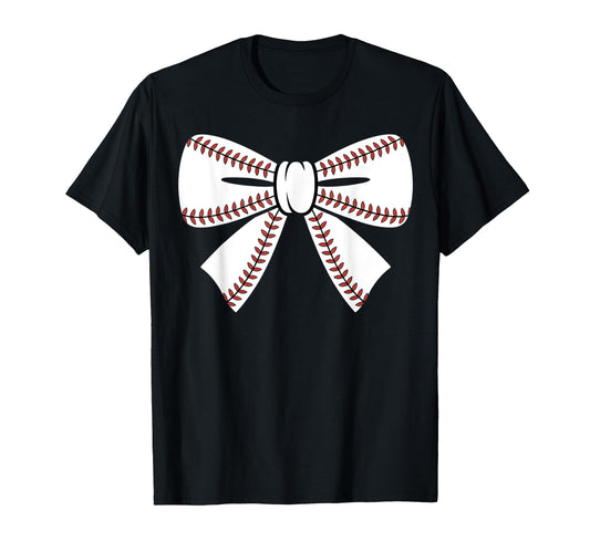 Baseball Bow Baseball Mom Mama T-Shirt - Custom Art Print Men Women - T-Shirt, Sweatshirt, Hoodie