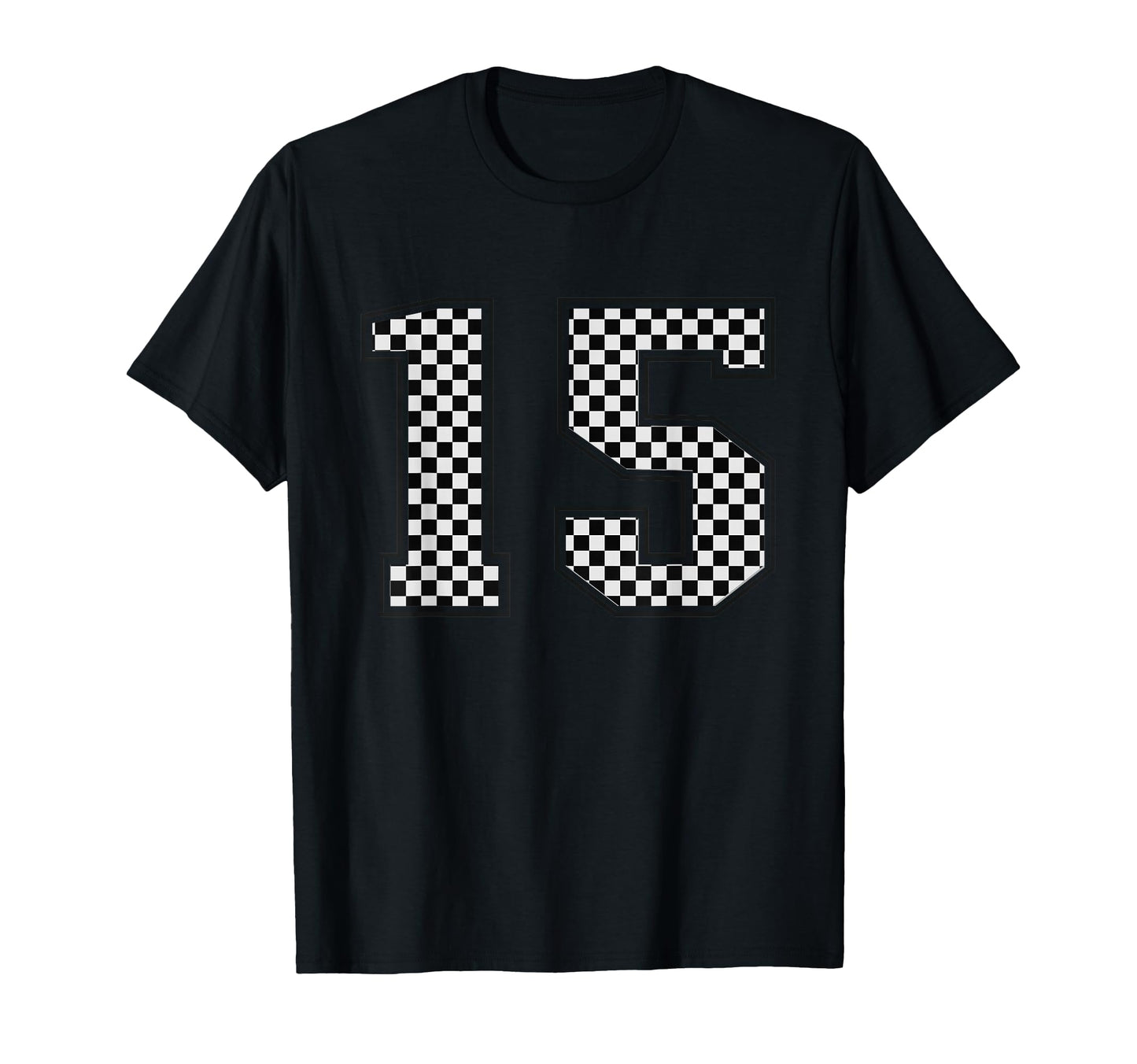 Checkered Sports Team Number 15 T-Shirt - Unique Graphic Men Women - T-Shirt, Sweatshirt, Hoodie
