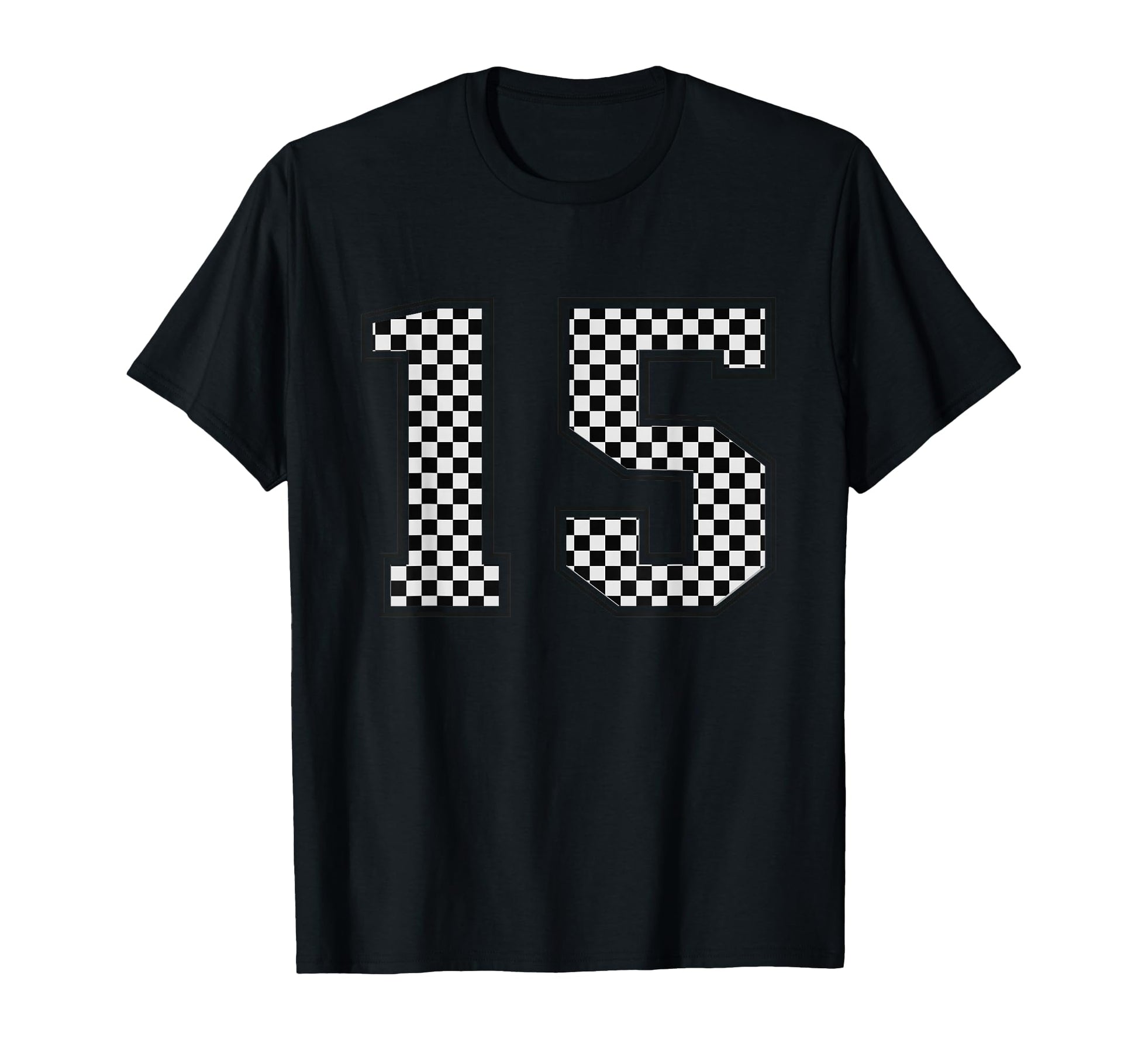 Checkered Sports Team Number 15 T-Shirt - Unique Graphic Men Women - T-Shirt, Sweatshirt, Hoodie