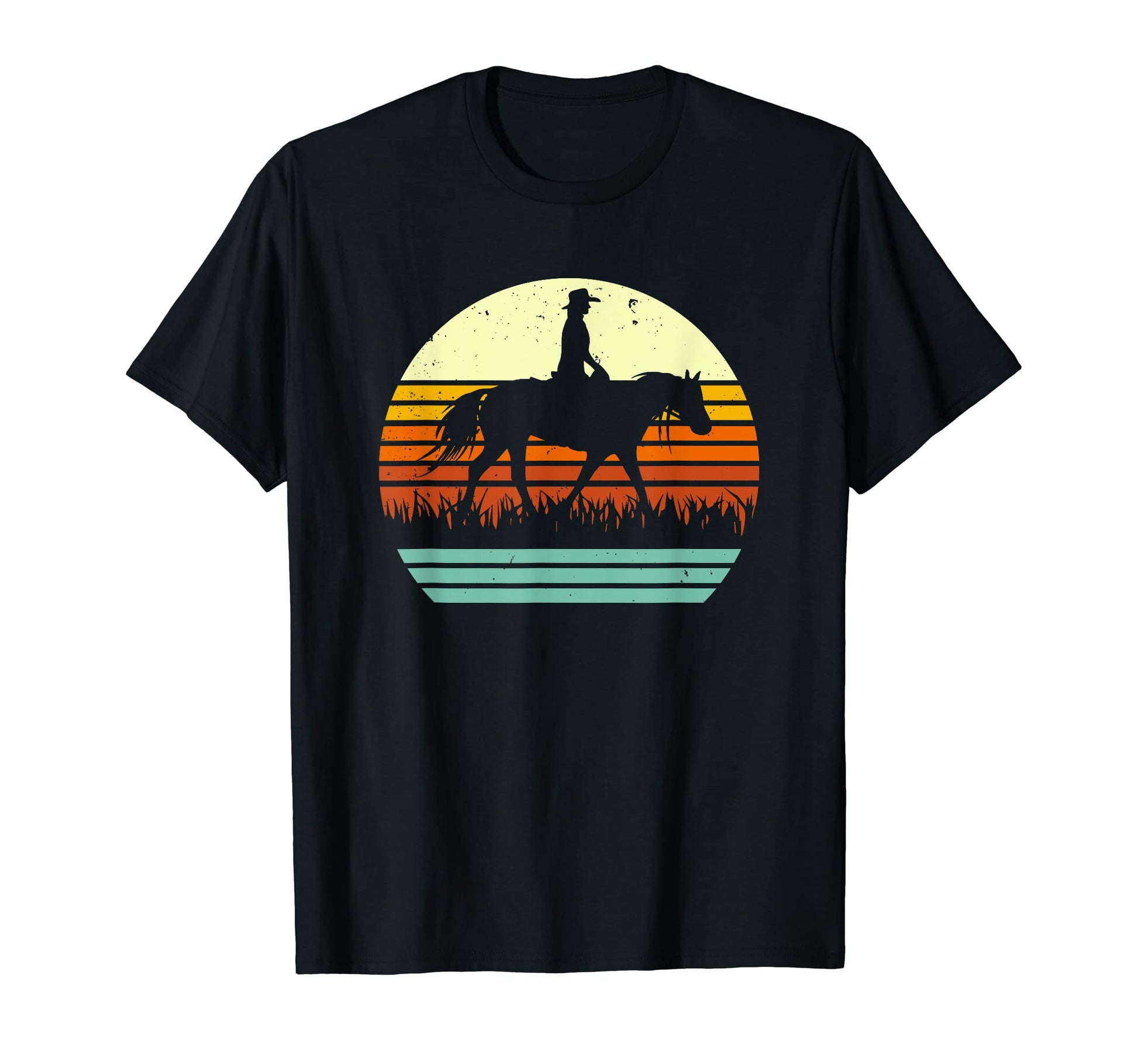 Western Horse And Rider Sun T-Shirt - Fun Novelty Design for Adults - T-Shirt, Sweatshirt, Hoodie