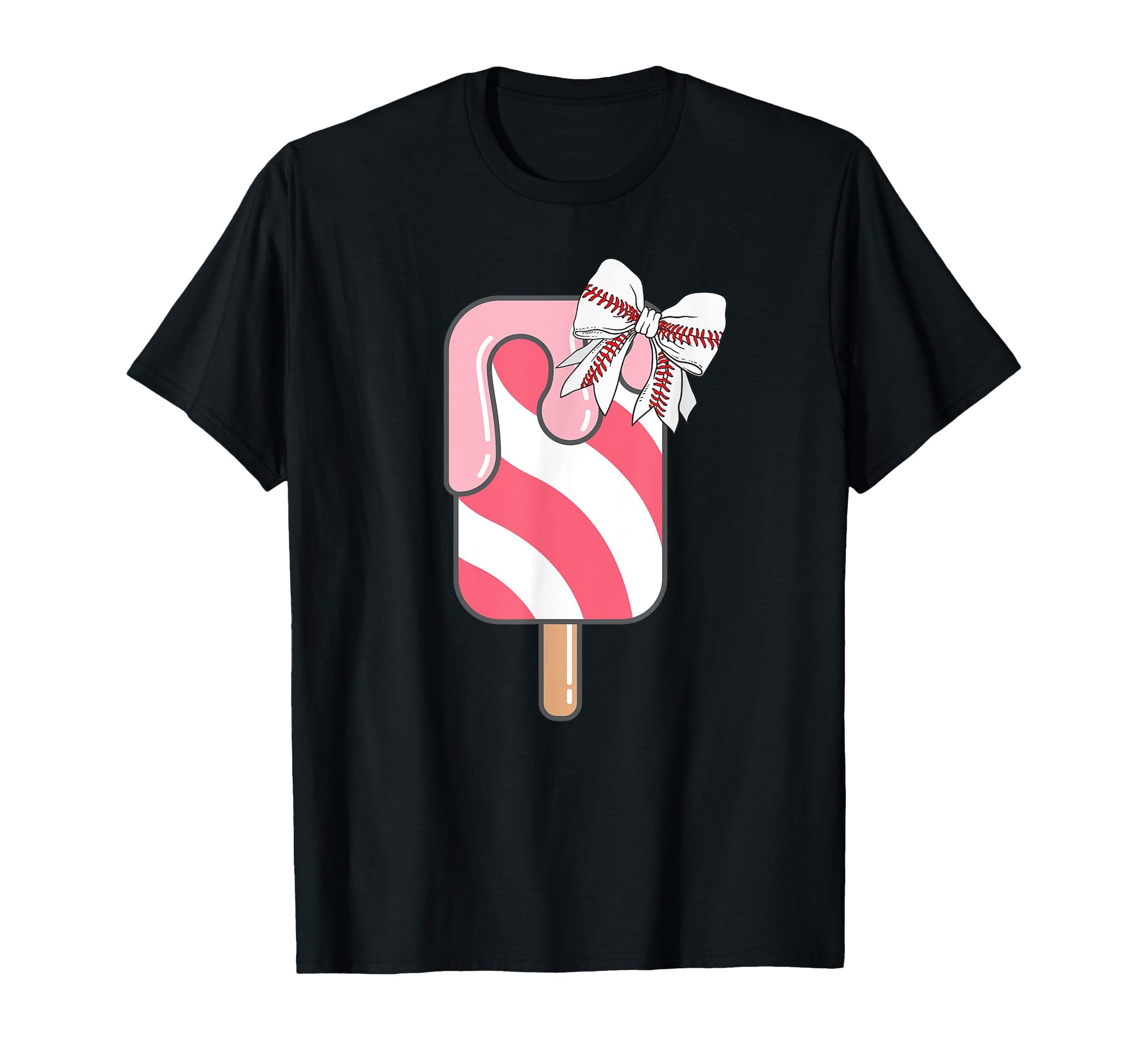 Funny Baseball Bow Ice Cream Mom Mama T-Shirt - Trendy Graphic for Adults - T-Shirt, Sweatshirt, Hoodie