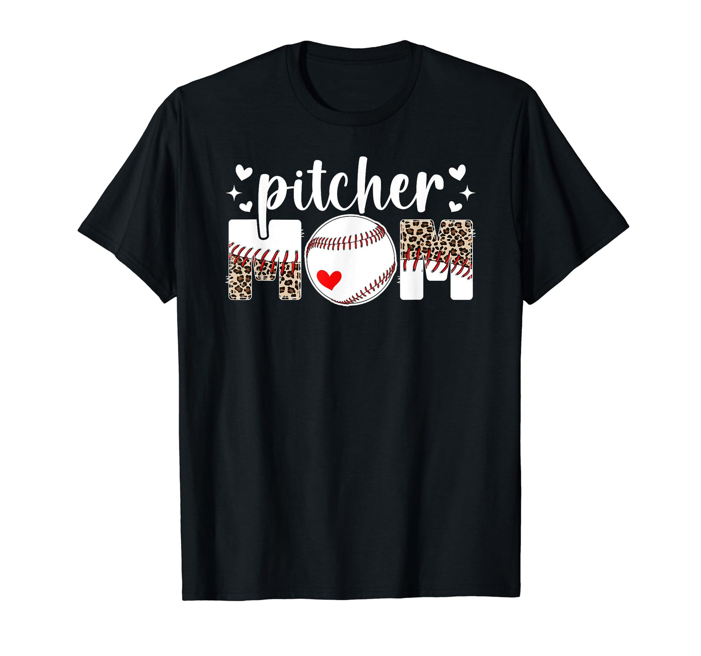 Baseball Pitcher Mom Leopard Mom T-Shirt - Aesthetic Graphic for Adults - T-Shirt, Sweatshirt, Hoodie