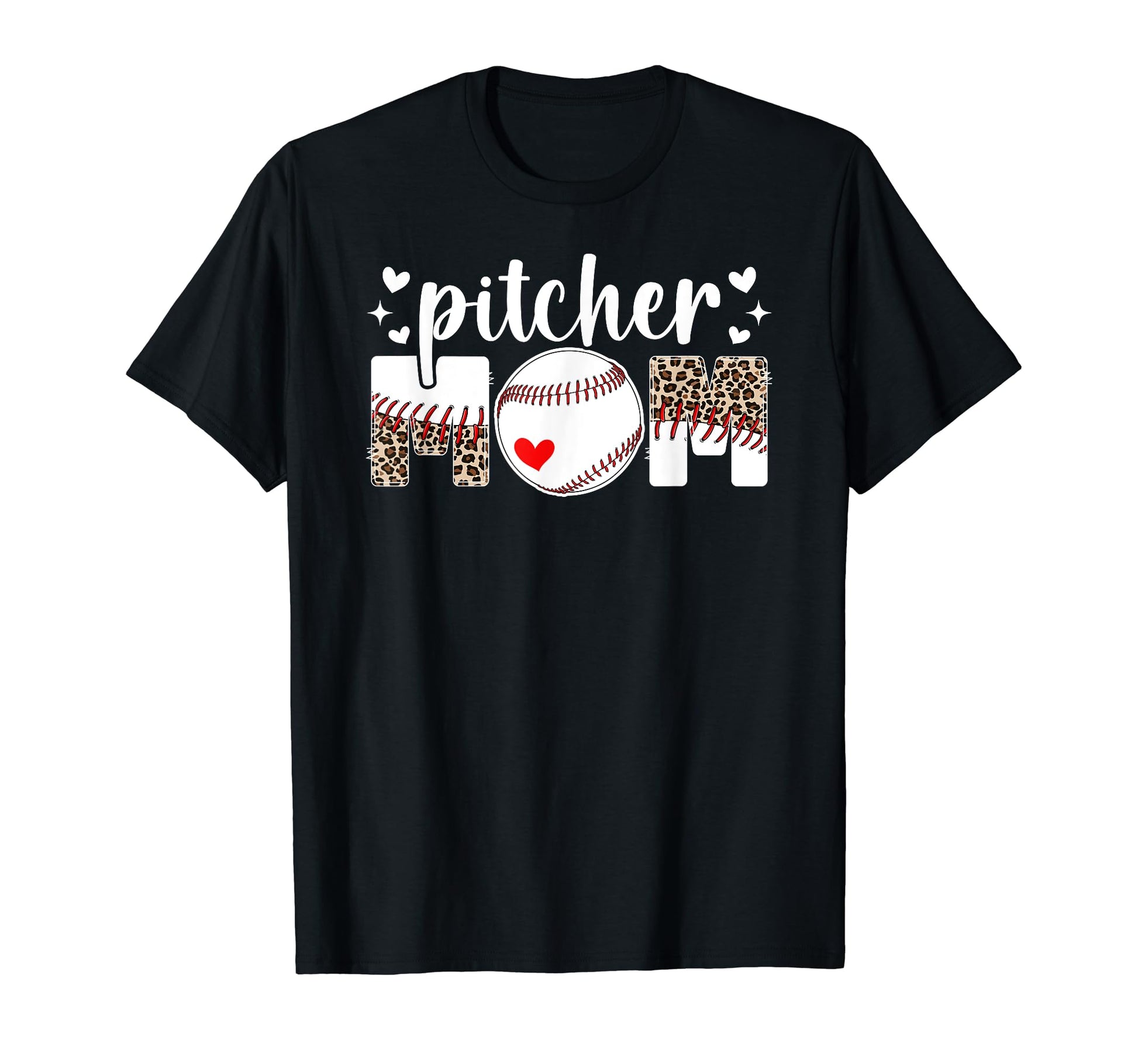 Baseball Pitcher Mom Leopard Mom T-Shirt - Aesthetic Graphic for Adults - T-Shirt, Sweatshirt, Hoodie