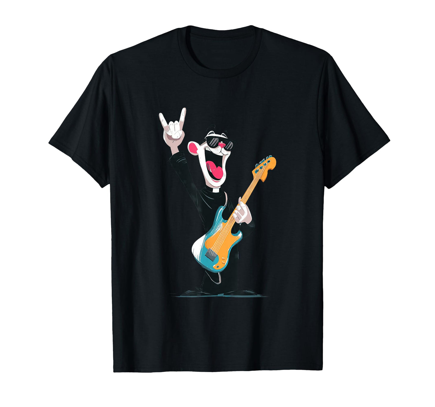 Funny Cartoon Bear Guitar Player Rock T-Shirt - Trendy Graphic for Adults - T-Shirt, Sweatshirt, Hoodie