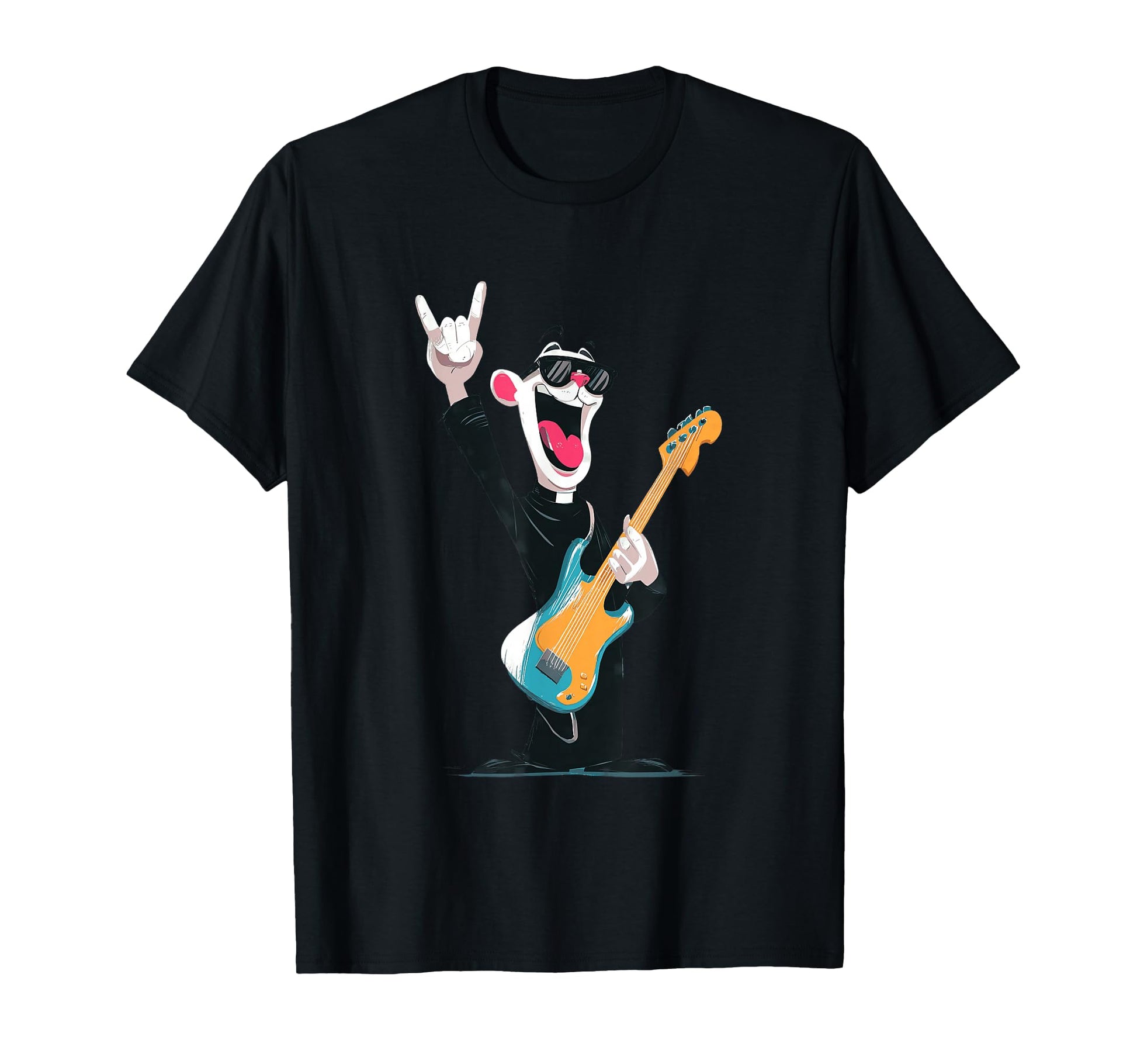 Funny Cartoon Bear Guitar Player Rock T-Shirt - Trendy Graphic for Adults - T-Shirt, Sweatshirt, Hoodie