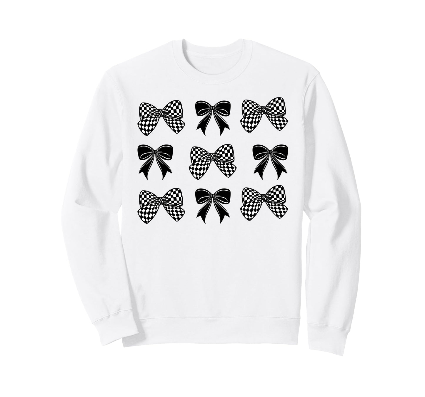 Coquette Bow Checked Flag Racing Car Sweatshirt - Minimalist Print Unisex - T-Shirt, Sweatshirt, Hoodie