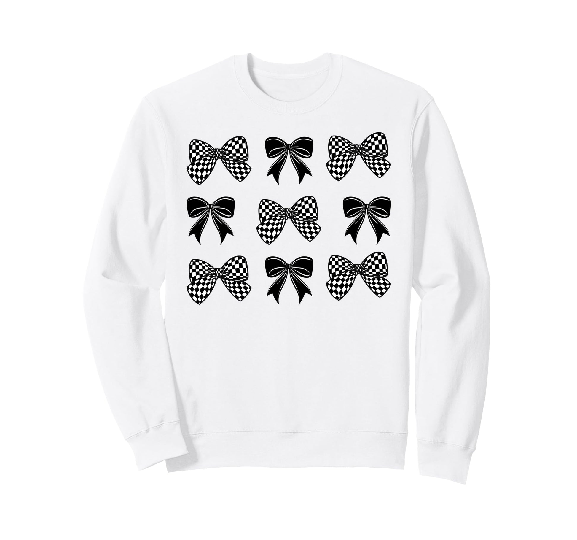 Coquette Bow Checked Flag Racing Car Sweatshirt - Minimalist Print Unisex - T-Shirt, Sweatshirt, Hoodie