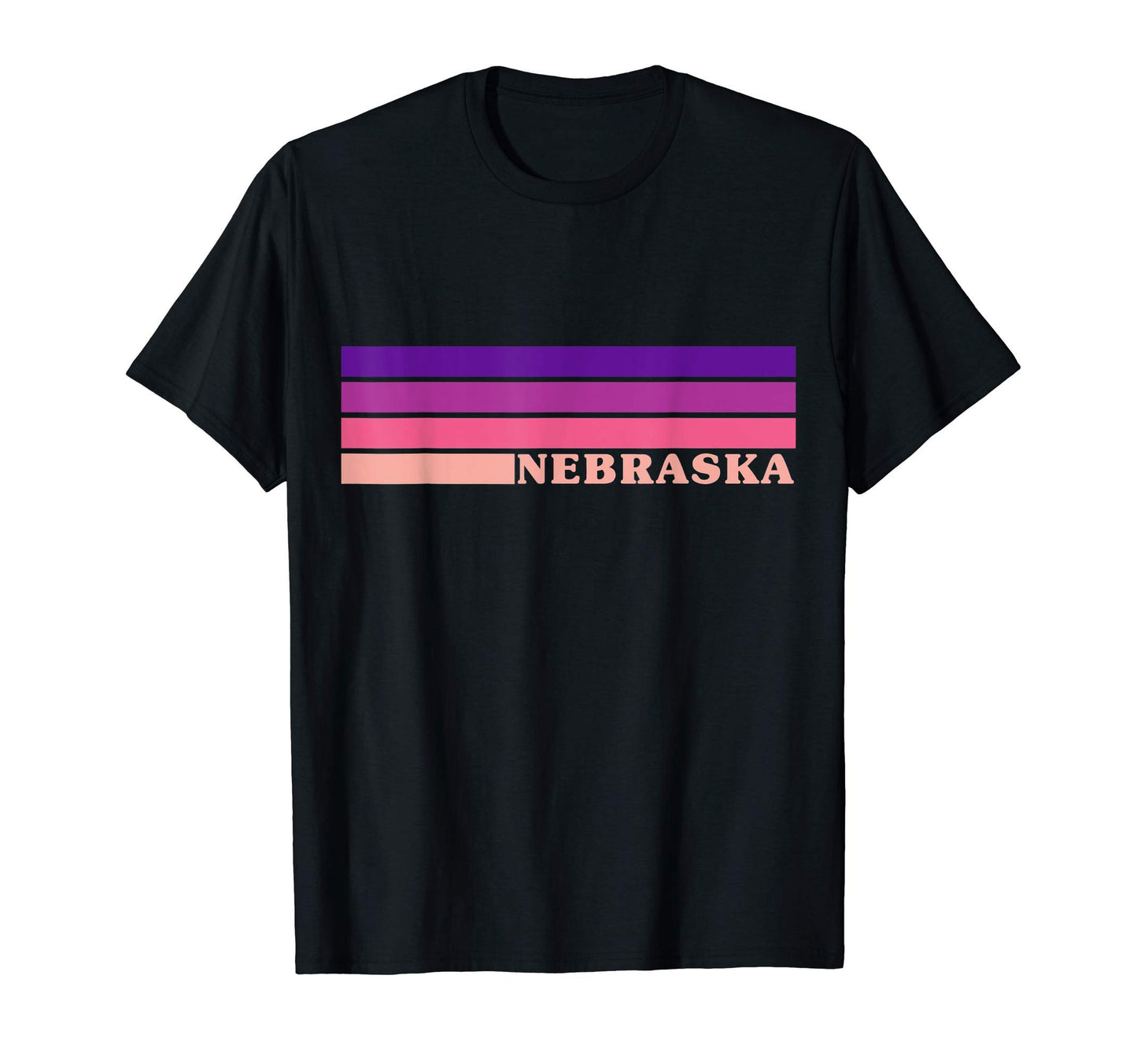 State Nebraska Colorful 70S Stripes T-Shirt - Trendy Graphic for Adults - T-Shirt, Sweatshirt, Hoodie