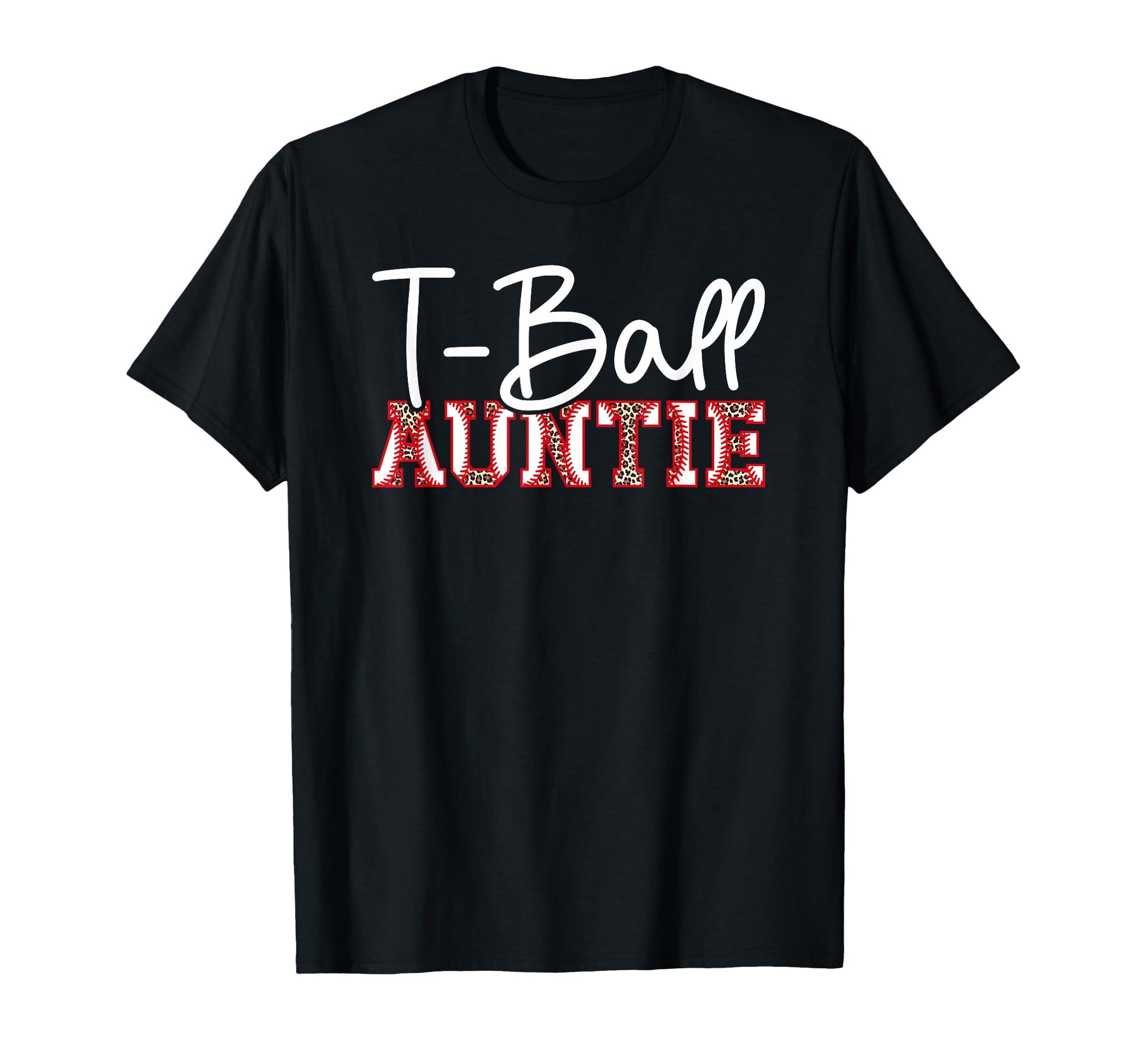 T Ball Auntie Leopard Baseball T T-Shirt - Fun Novelty Design for Adults - T-Shirt, Sweatshirt, Hoodie