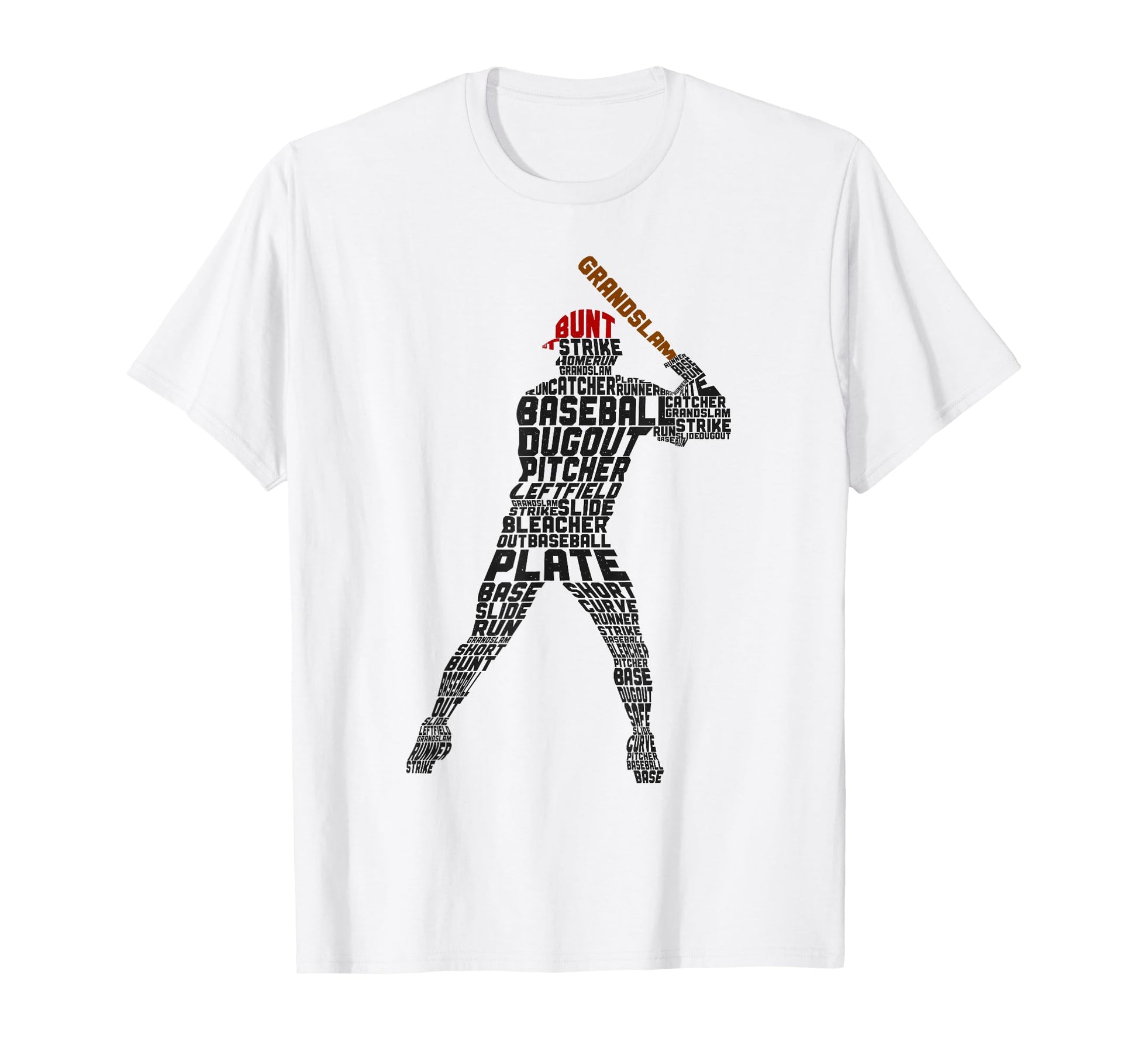 Baseball Fan Word Cloud Batter T-Shirt - Casual Everyday Wear for Adults - T-Shirt, Sweatshirt, Hoodie