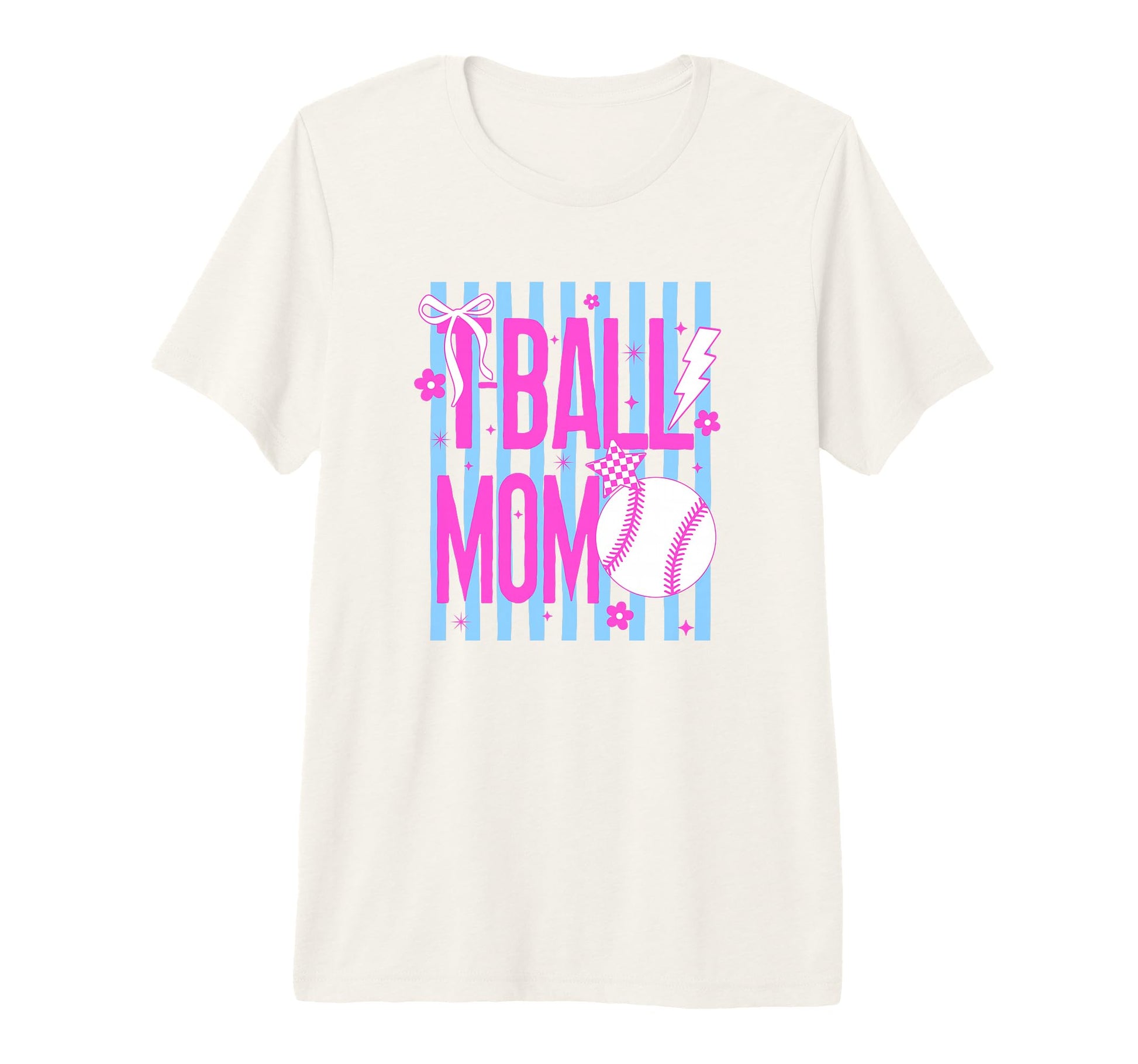 Tball Mom Baseball Striped Bow Ball Tri T-Shirt - Unique Graphic Unisex - T-Shirt, Sweatshirt, Hoodie