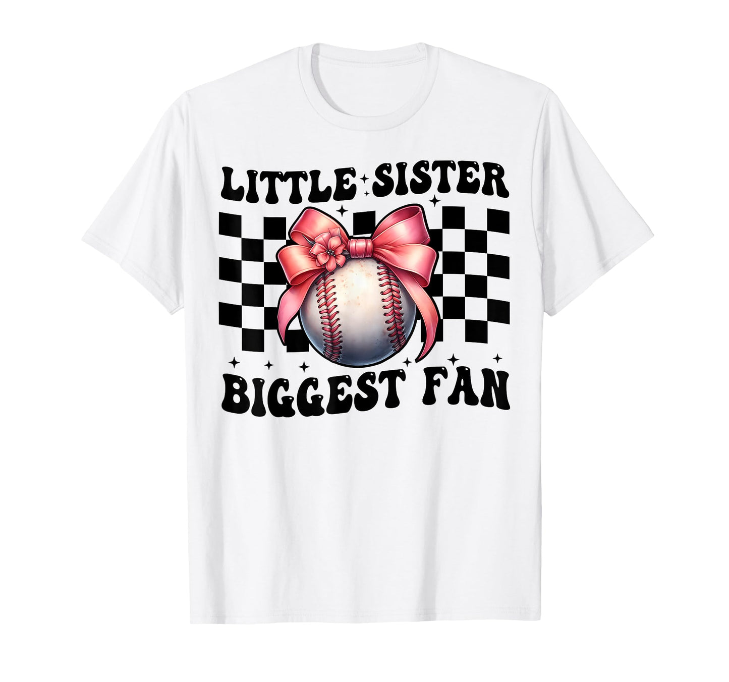 Baseball Sister Coquette Bow Little Sister T-Shirt - Graphic Print Unisex - T-Shirt, Sweatshirt, Hoodie