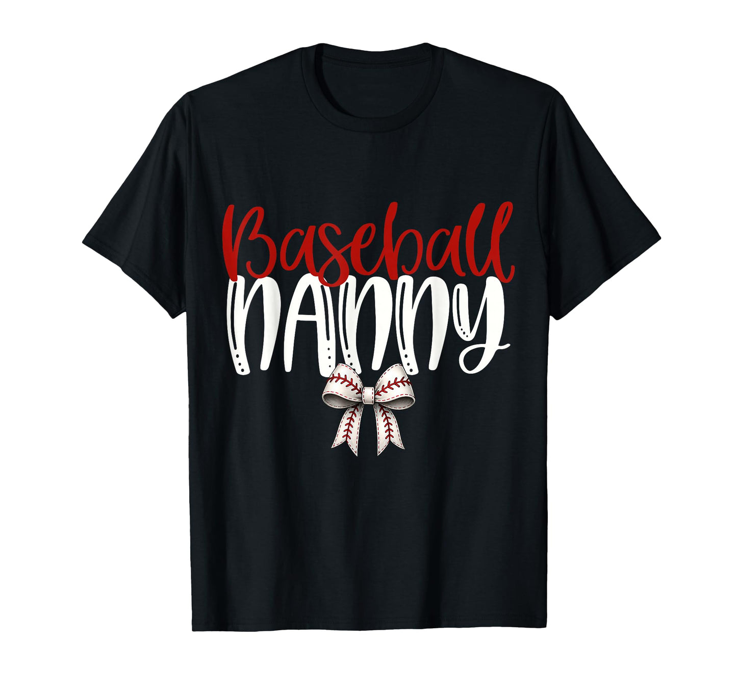 Baseball Nanny Coquette Bow Game Day T-Shirt - Minimalist Print for Adults - T-Shirt, Sweatshirt, Hoodie