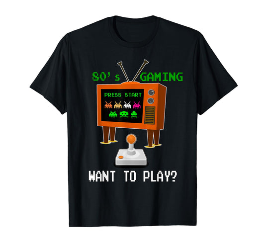80S Video Games Gamers Tv Joystick T-Shirt - Minimalist Print for Adults - T-Shirt, Sweatshirt, Hoodie
