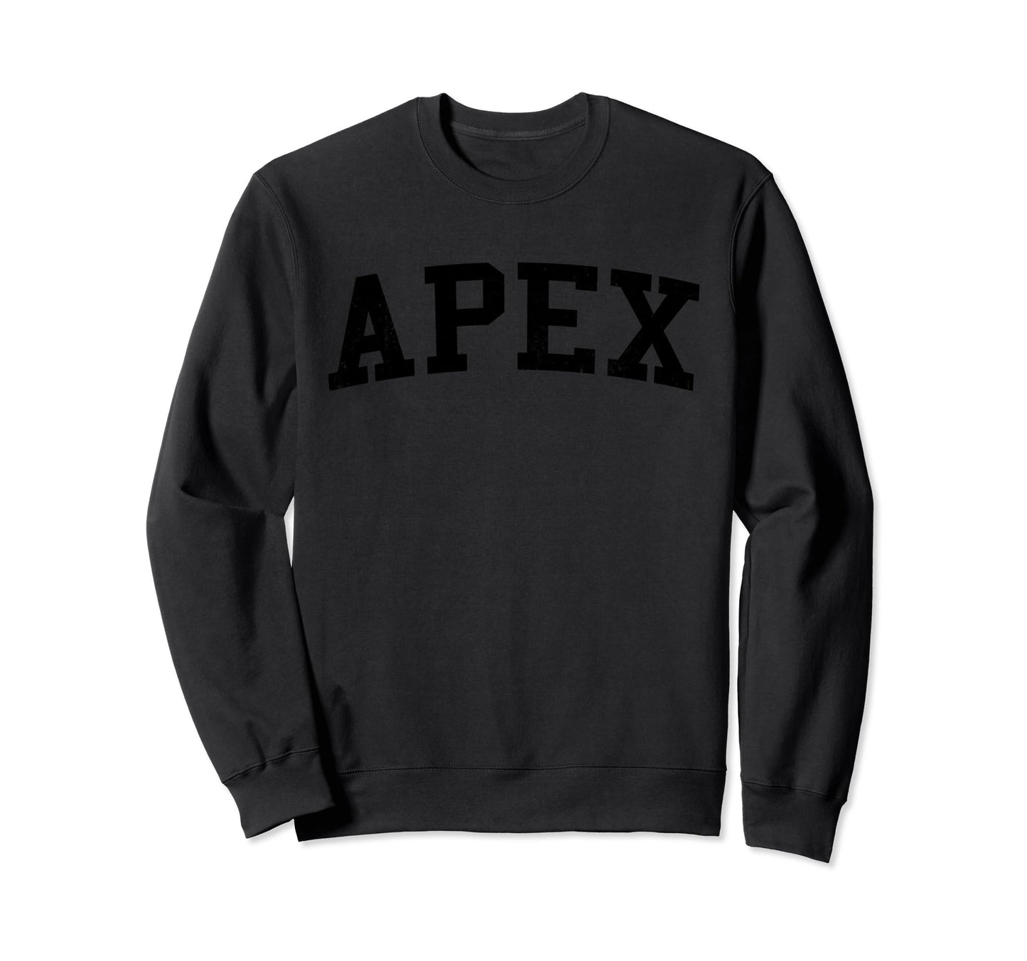 Apex Nc Distressed Black Varsity Sweatshirt - Trendy Graphic Men Women - T-Shirt, Sweatshirt, Hoodie