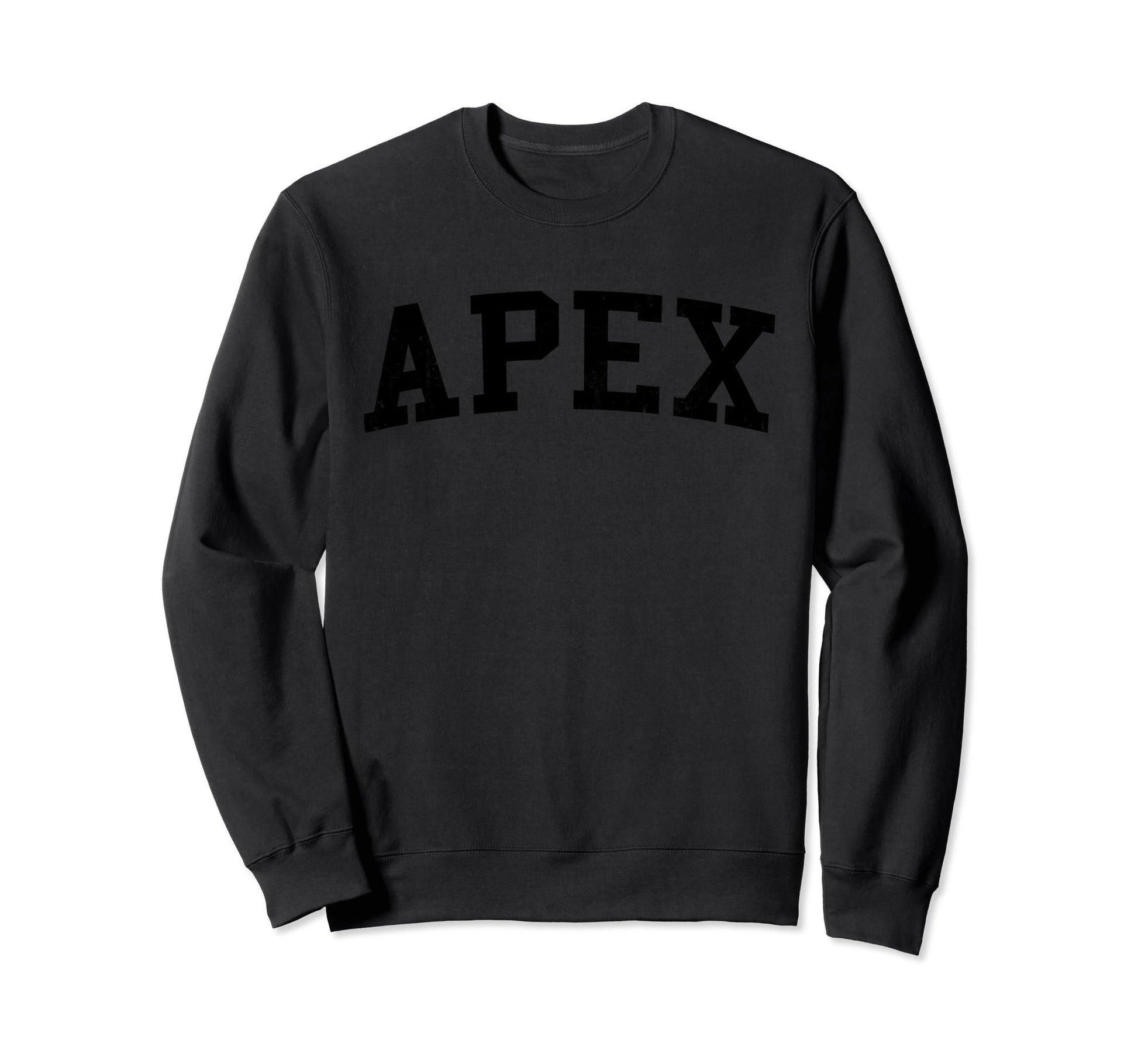 Apex Nc Distressed Black Varsity Sweatshirt - Trendy Graphic Men Women - T-Shirt, Sweatshirt, Hoodie