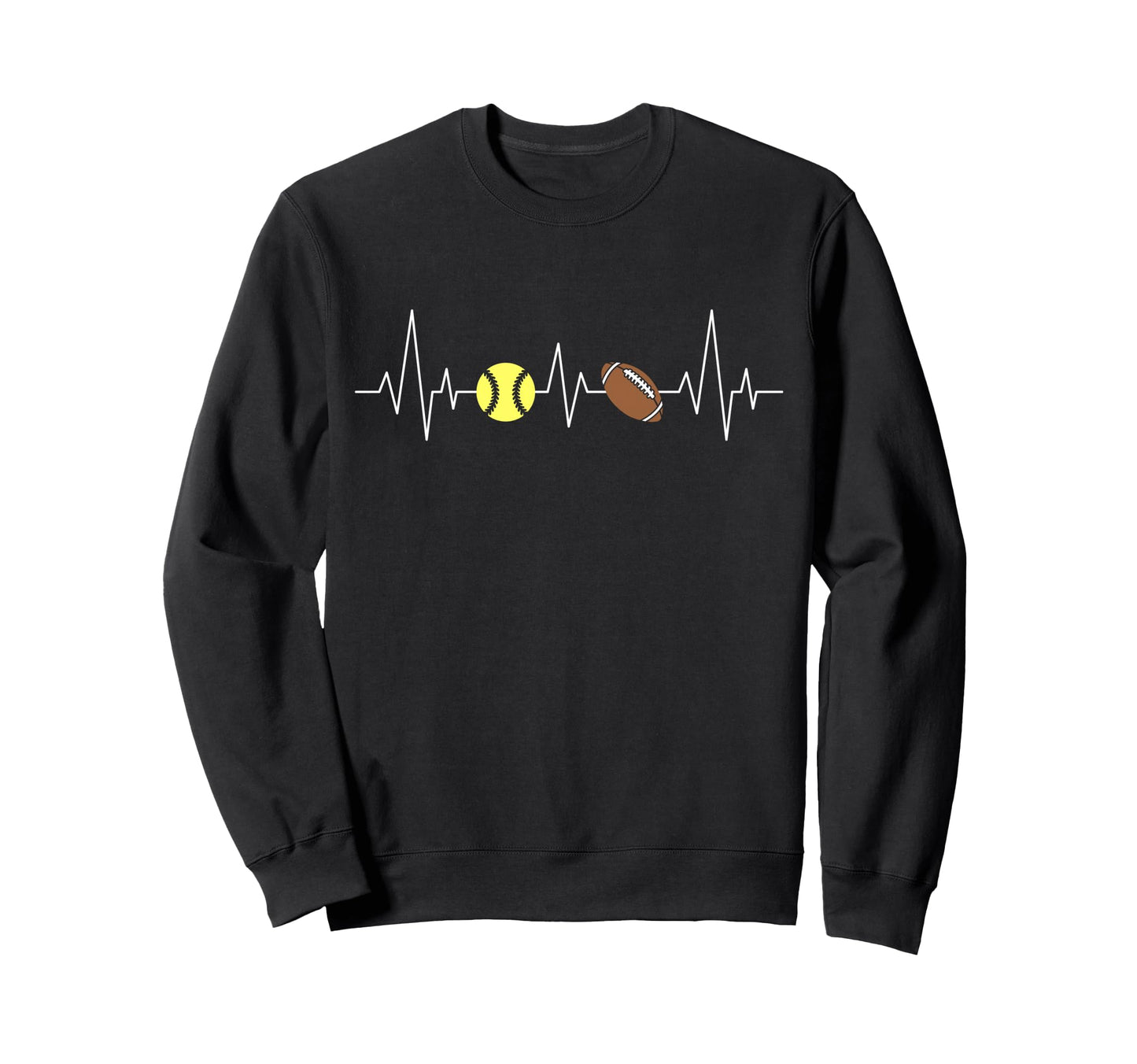 Football Baseball Softball Heartbeat Sweatshirt - Streetwear Style Unisex - T-Shirt, Sweatshirt, Hoodie