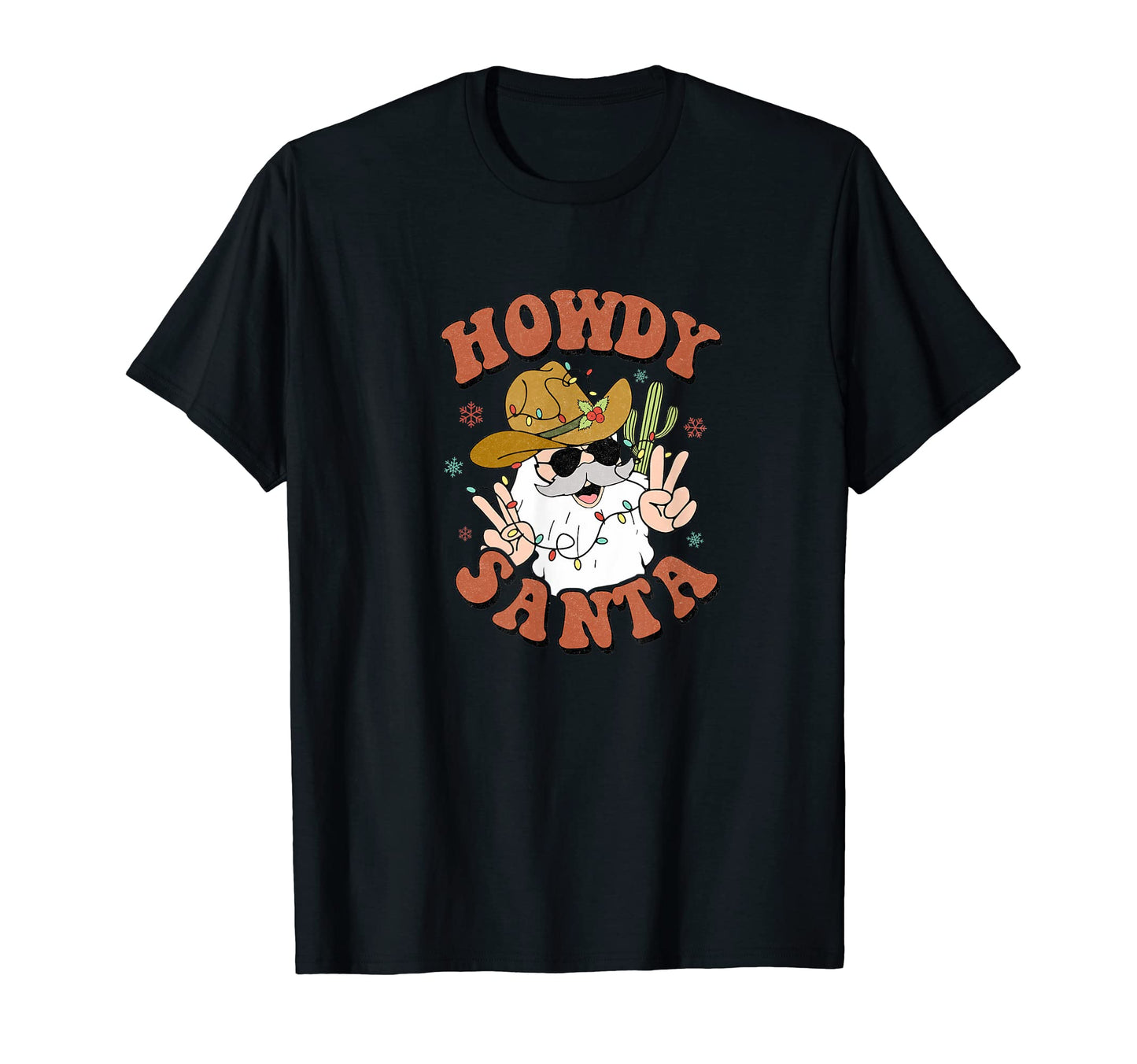 Howdy Santa Groovy Western Cowboy T-Shirt - Streetwear Style for Adults - T-Shirt, Sweatshirt, Hoodie