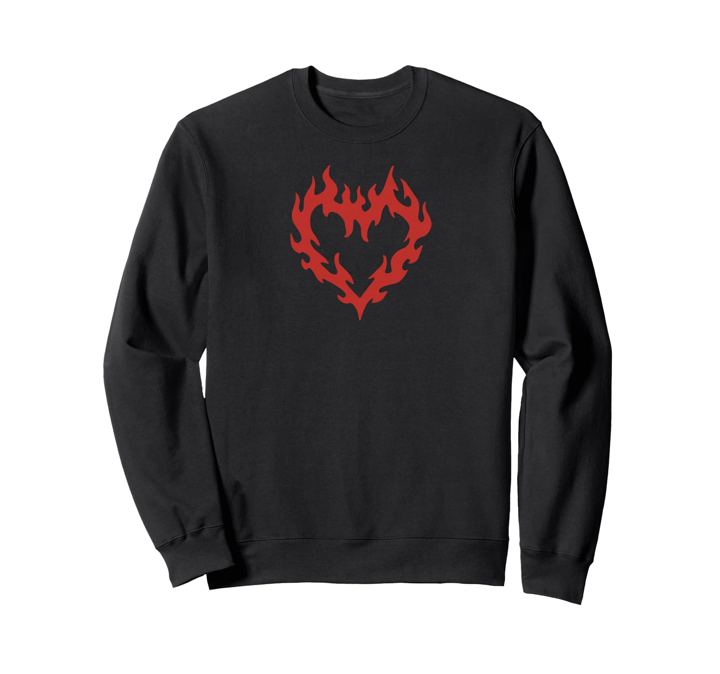 Goth Heart Flames Grunge Fire Alt Sweatshirt - Minimalist Print for Adults - T-Shirt, Sweatshirt, Hoodie