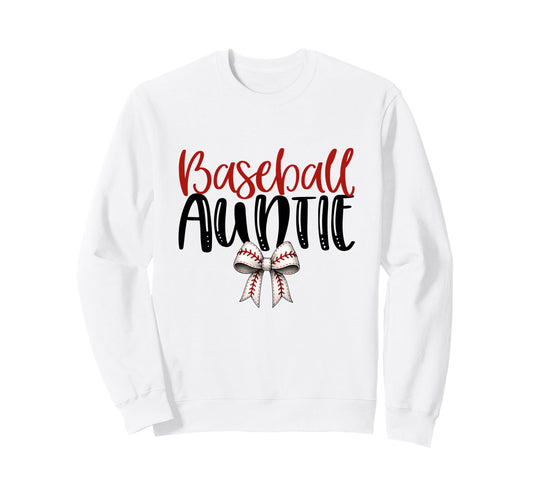 Baseball Auntie Coquette Bow Game Sweatshirt - Unique Graphic for Adults - T-Shirt, Sweatshirt, Hoodie