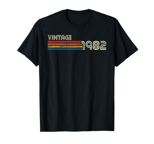 1982 Chest Stripe Birthday T-Shirt - Streetwear Style Men Women - T-Shirt, Sweatshirt, Hoodie