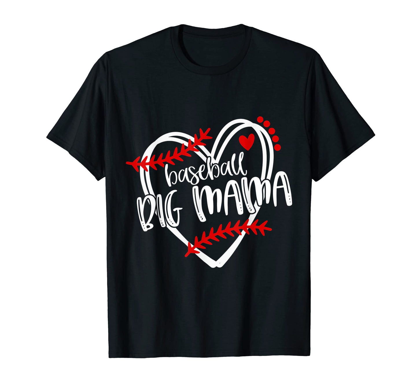 Baseball Big Mama Distressed Heart T-Shirt - Fun Novelty Design for Adults - T-Shirt, Sweatshirt, Hoodie