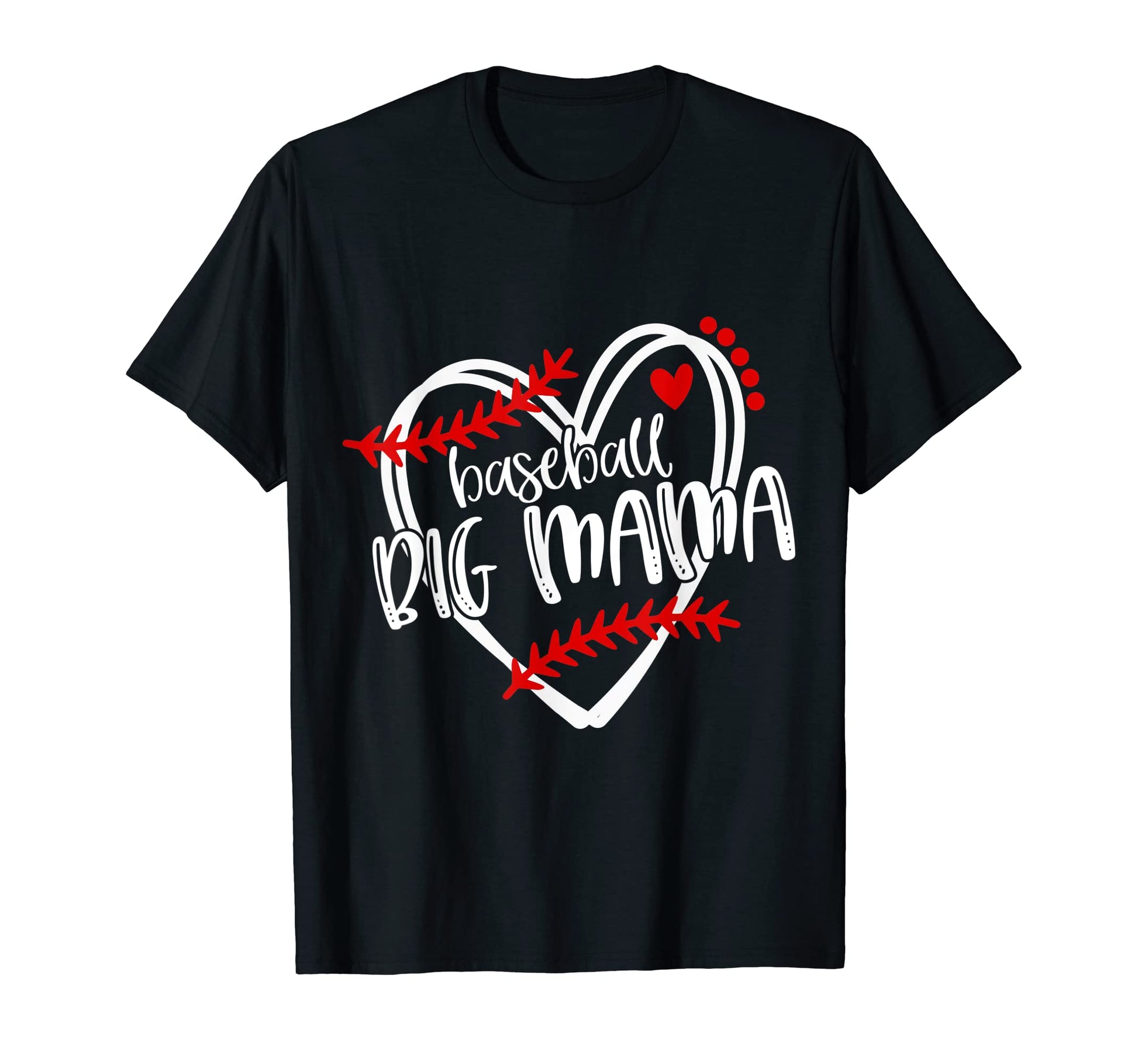 Baseball Big Mama Distressed Heart T-Shirt - Fun Novelty Design for Adults - T-Shirt, Sweatshirt, Hoodie