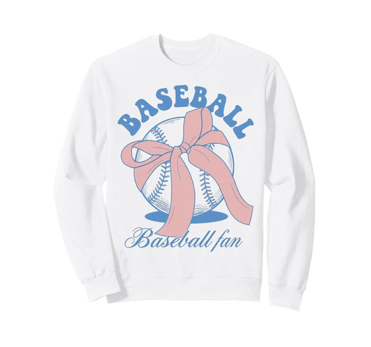Baseball Fan Coquette Bow Sweatshirt - Casual Everyday Wear Men Women - T-Shirt, Sweatshirt, Hoodie