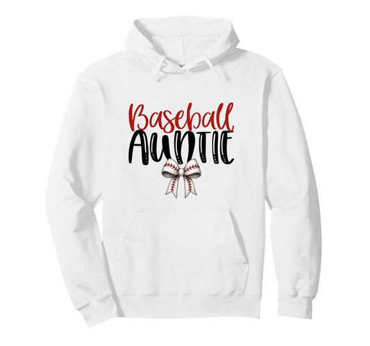 Baseball Auntie Coquette Bow Game Day Hoodie - Custom Art Print Unisex - T-Shirt, Sweatshirt, Hoodie