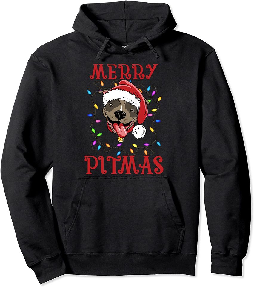 Merry Pitmas Funny Pitbull Mom, Dad Christmas Gift - Adult & Kids T-Shirts, Sweatshirts & Hoodies apparel design preview 1