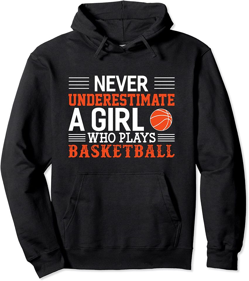 Basketball Never Underestimate A Girl Who Plays - Adult & Kids T-Shirts, Sweatshirts & Hoodies apparel design preview 1