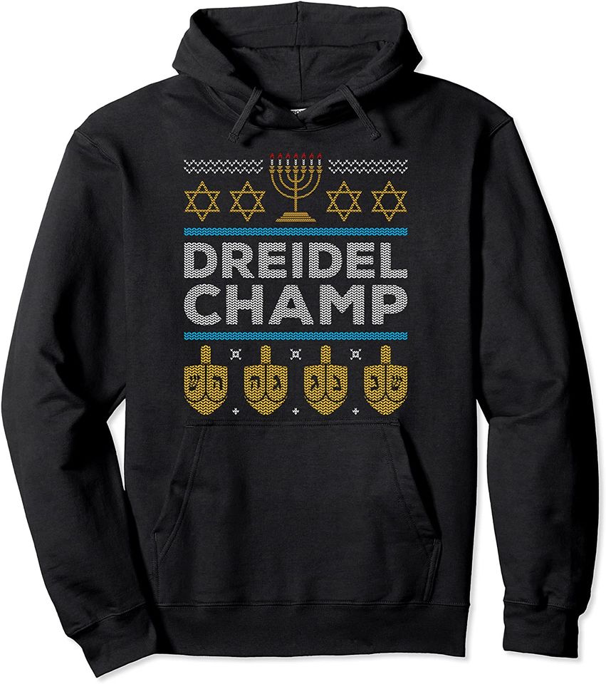 Dreidel Champ Jewisch Happy Hanukkah Ugly Christmas - Adult & Kids T-Shirts, Sweatshirts & Hoodies apparel design preview 1