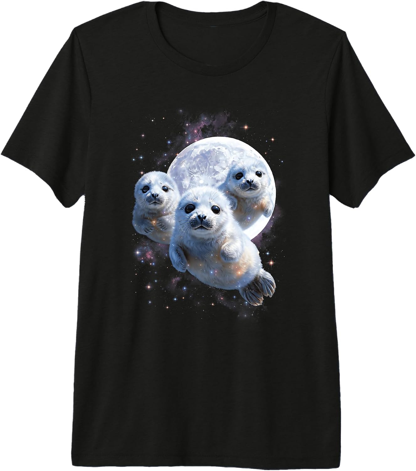 3 Baby Seal Full Moon Galaxy Stars Space Wolf - Adult & Kids T-Shirts, Sweatshirts & Hoodies apparel design preview 1