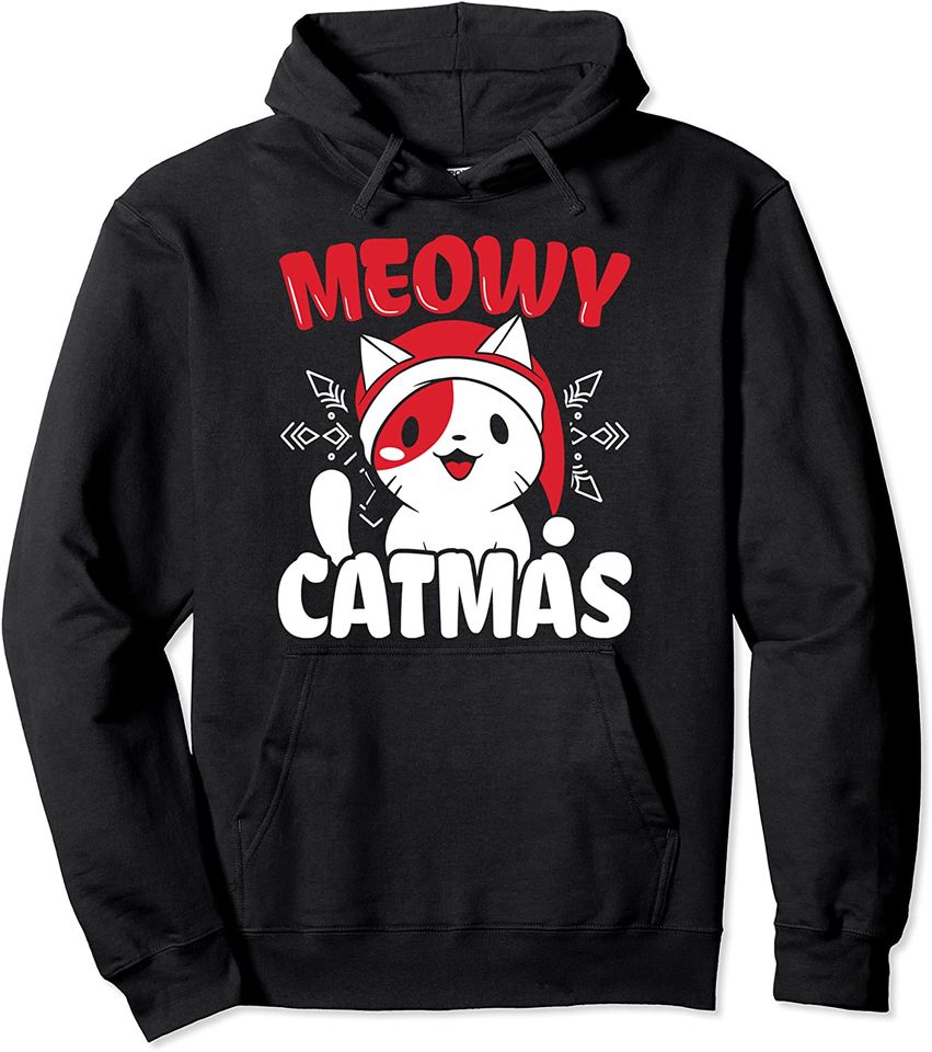 Meowy Catmas Cat Elf Santa December Christmas - Adult & Kids T-Shirts, Sweatshirts & Hoodies apparel design preview 1