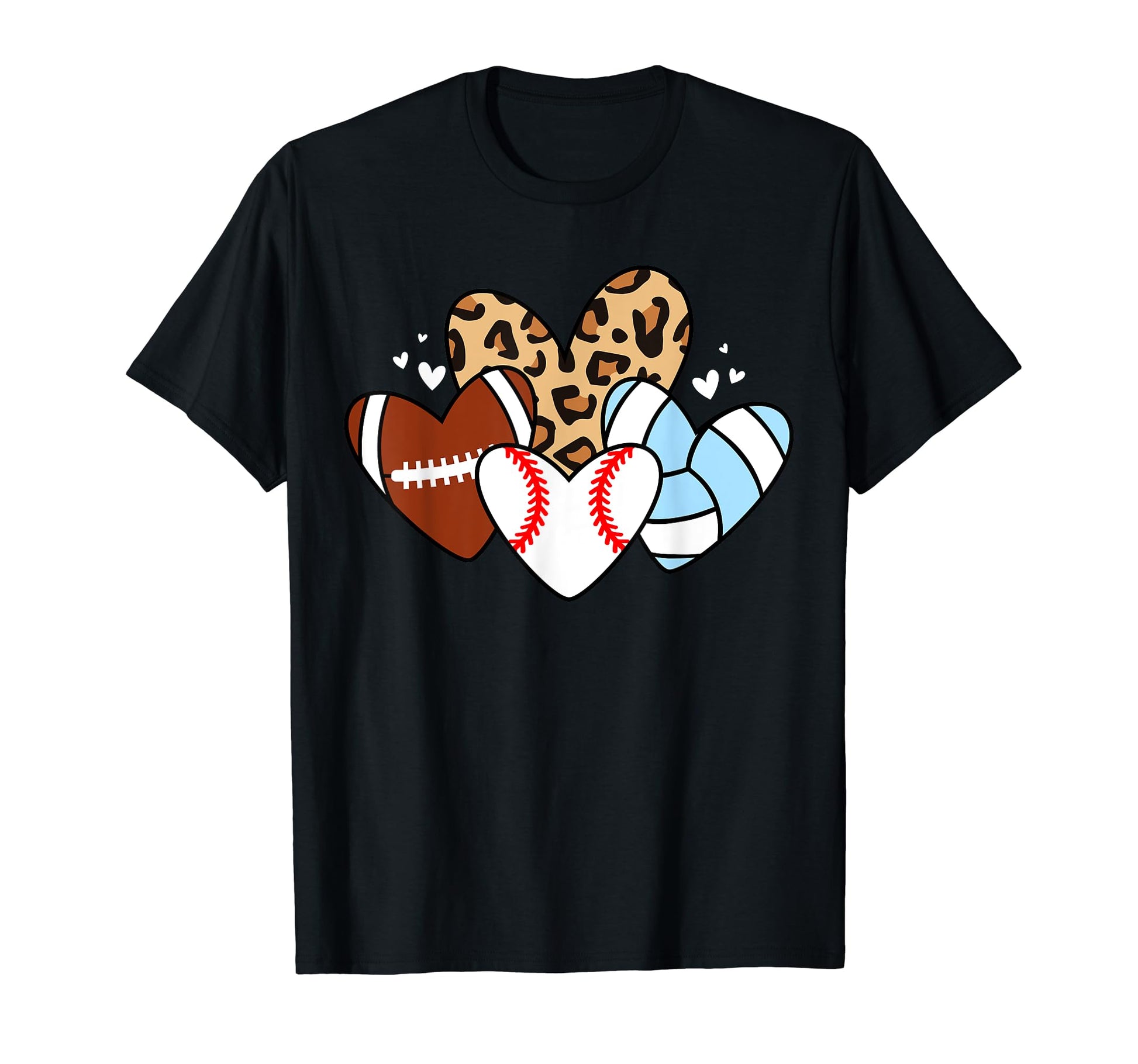 Baseball Volleyball Football Heart T-Shirt - Trendy Graphic for Adults - T-Shirt, Sweatshirt, Hoodie