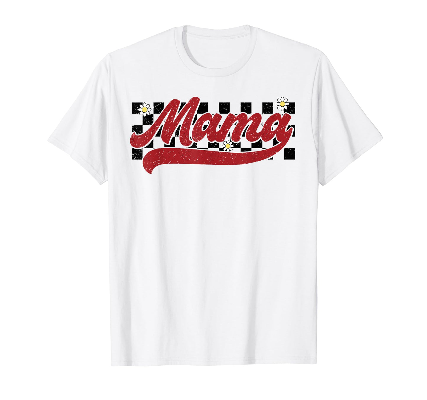Checkered Mothers Day Varsity Mom T-Shirt - Minimalist Print Unisex - T-Shirt, Sweatshirt, Hoodie