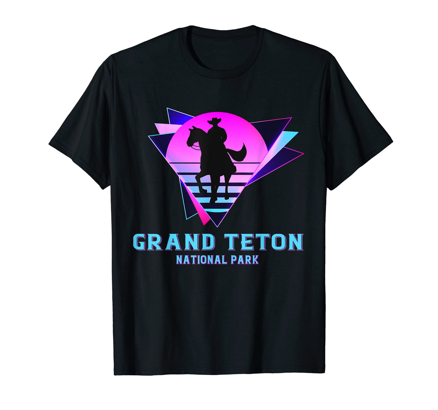 Grand Teton National Park Cowboy 80S T-Shirt - Minimalist Print for Adults - T-Shirt, Sweatshirt, Hoodie