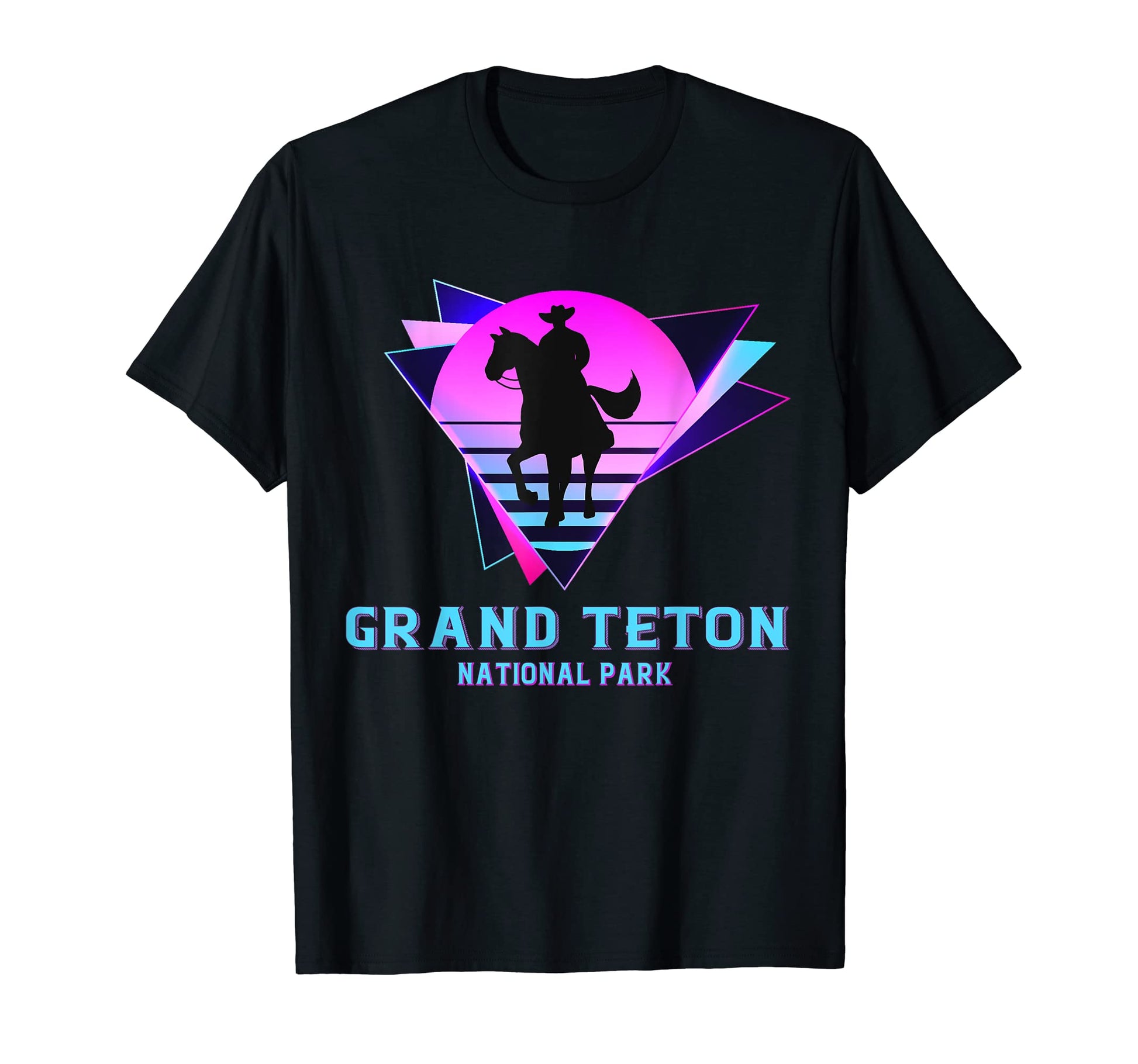 Grand Teton National Park Cowboy 80S T-Shirt - Minimalist Print for Adults - T-Shirt, Sweatshirt, Hoodie