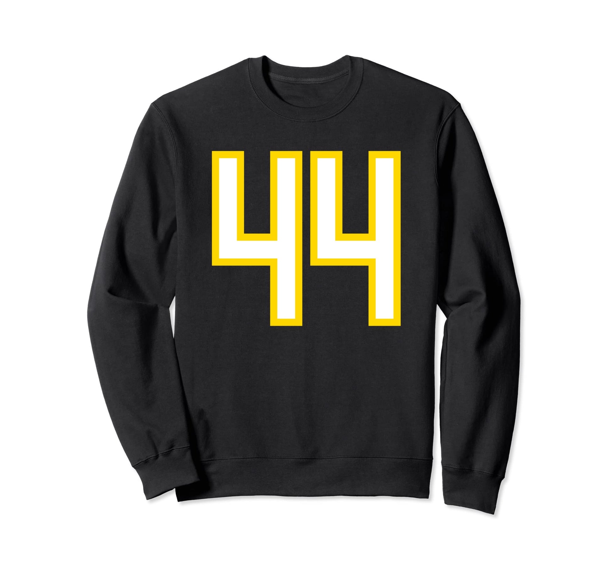 Jersey Number 44 Yellow White Birthday Sweatshirt - Trendy Graphic Unisex - T-Shirt, Sweatshirt, Hoodie