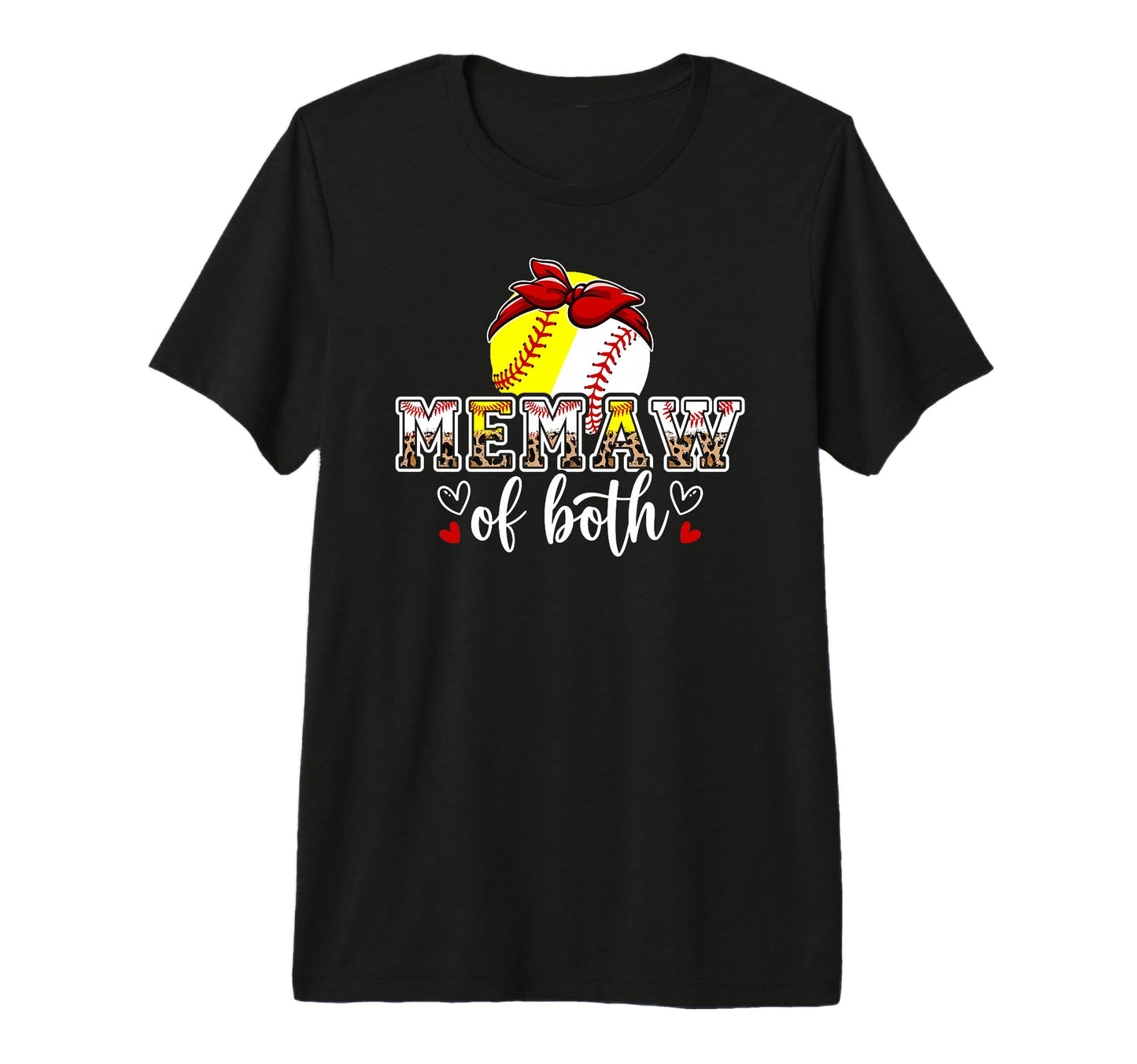 Memaw Both Leopard Softball Baseball T-Shirt - Trendy Graphic for Adults - T-Shirt, Sweatshirt, Hoodie