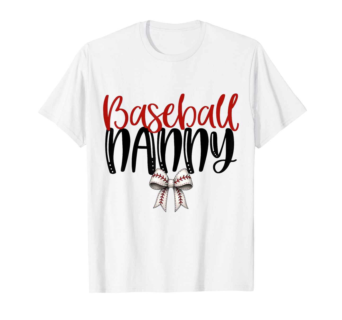 Baseball Nanny Coquette Bow Game Day T-Shirt - Aesthetic Graphic for Adults - T-Shirt, Sweatshirt, Hoodie